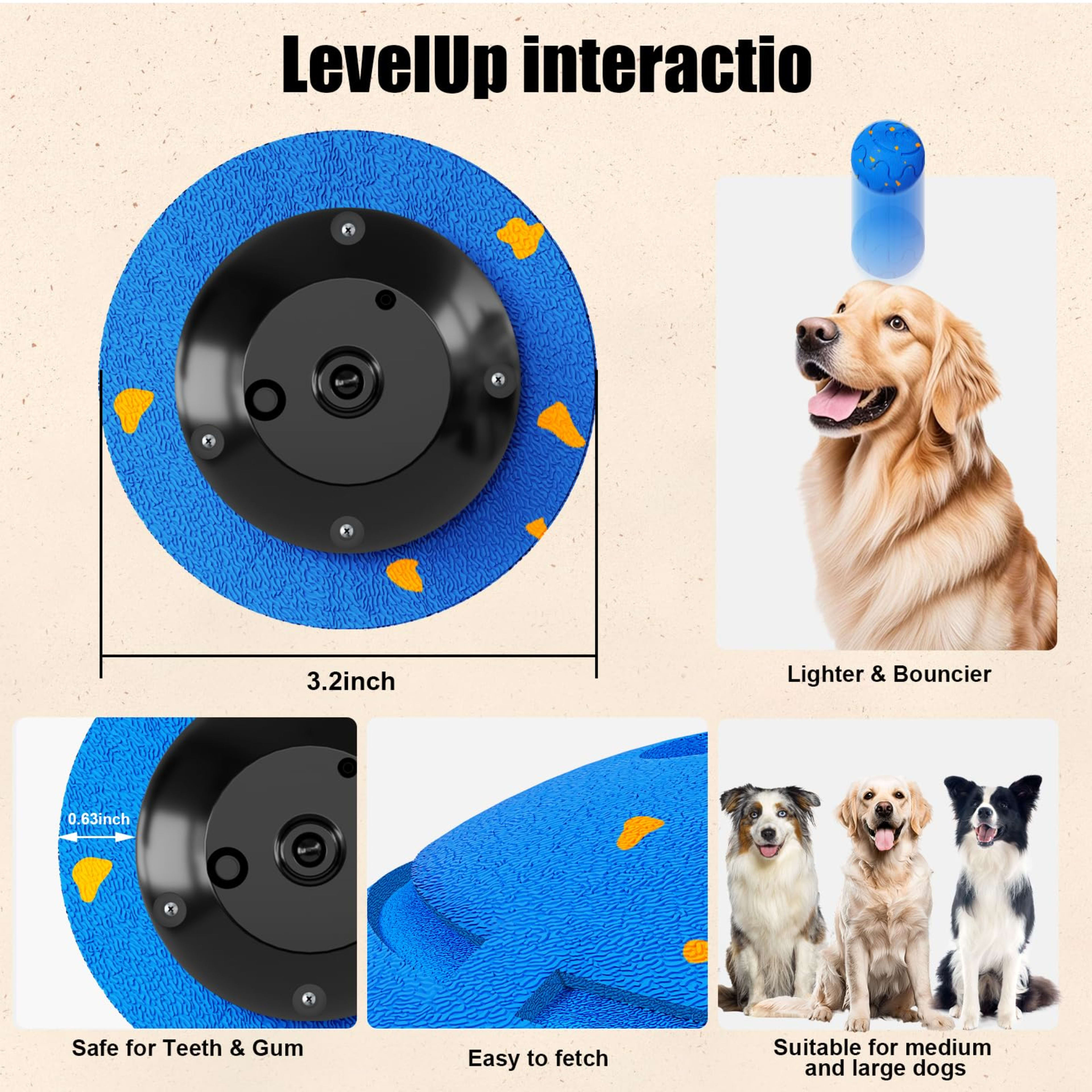 Interactive Dog Ball Toy, Smart Dog Toy For Medium And Large Dogs, Automatic Moving Rotating & Bouncing Ball, Durable E- 10
