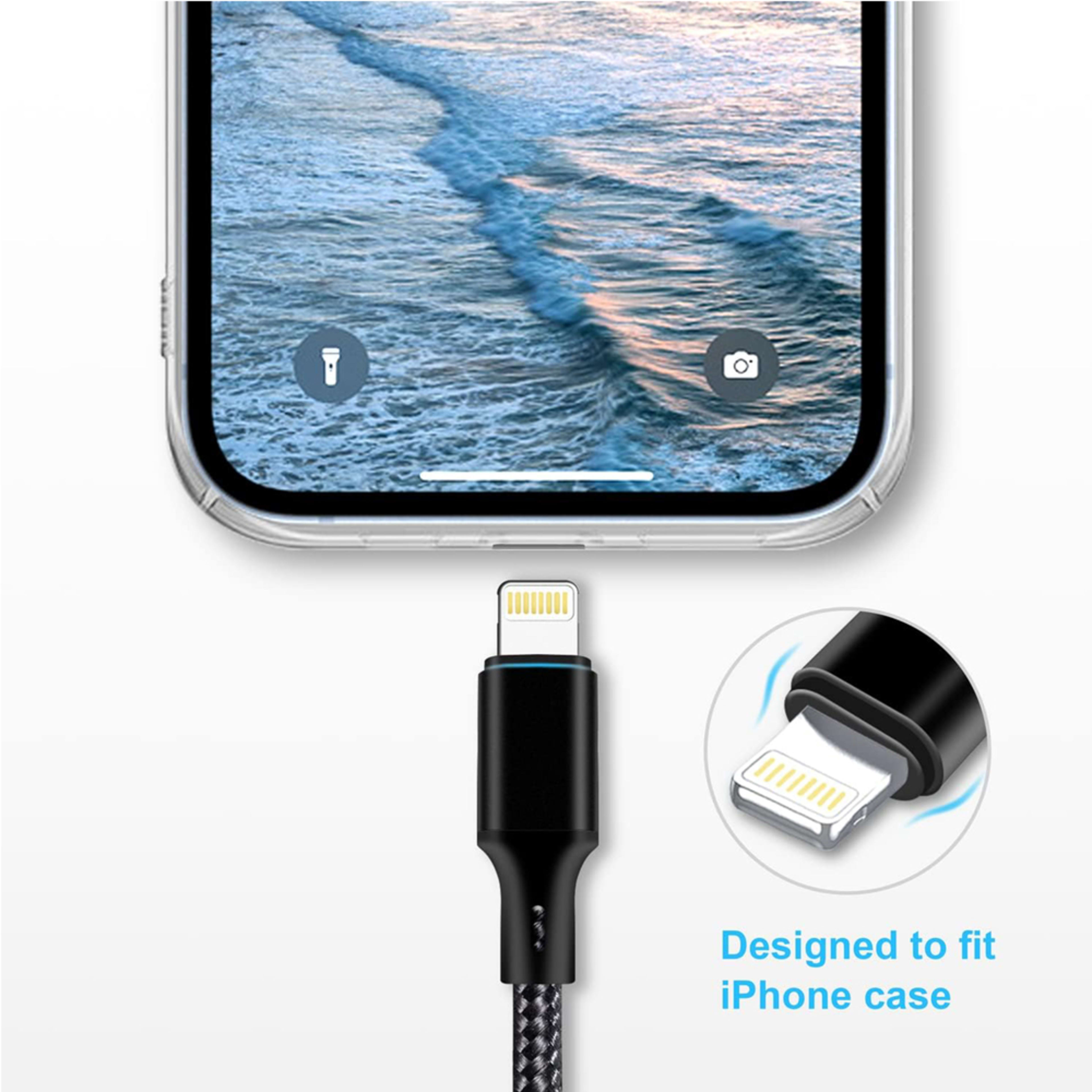 150cm 180cm USB Charging Cable A Pple MFi Certified, Nylon Braided Jacket,Black Premium Series 3