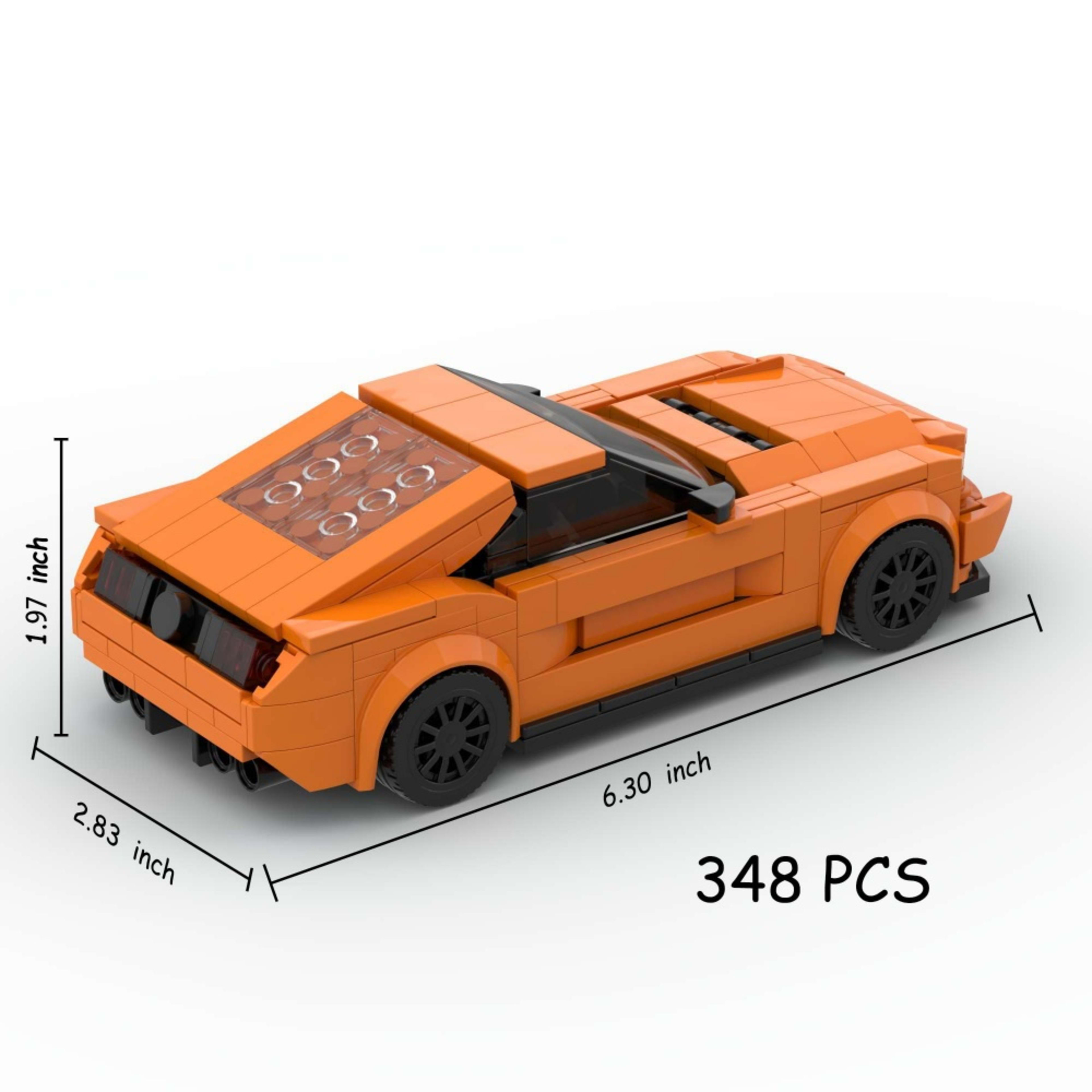 348PCS Sports Race Orange Muscle Car Building Blocks, Mustang Inspired Sports Coupe Toy Kit For Kids And Adult,Collectib 6