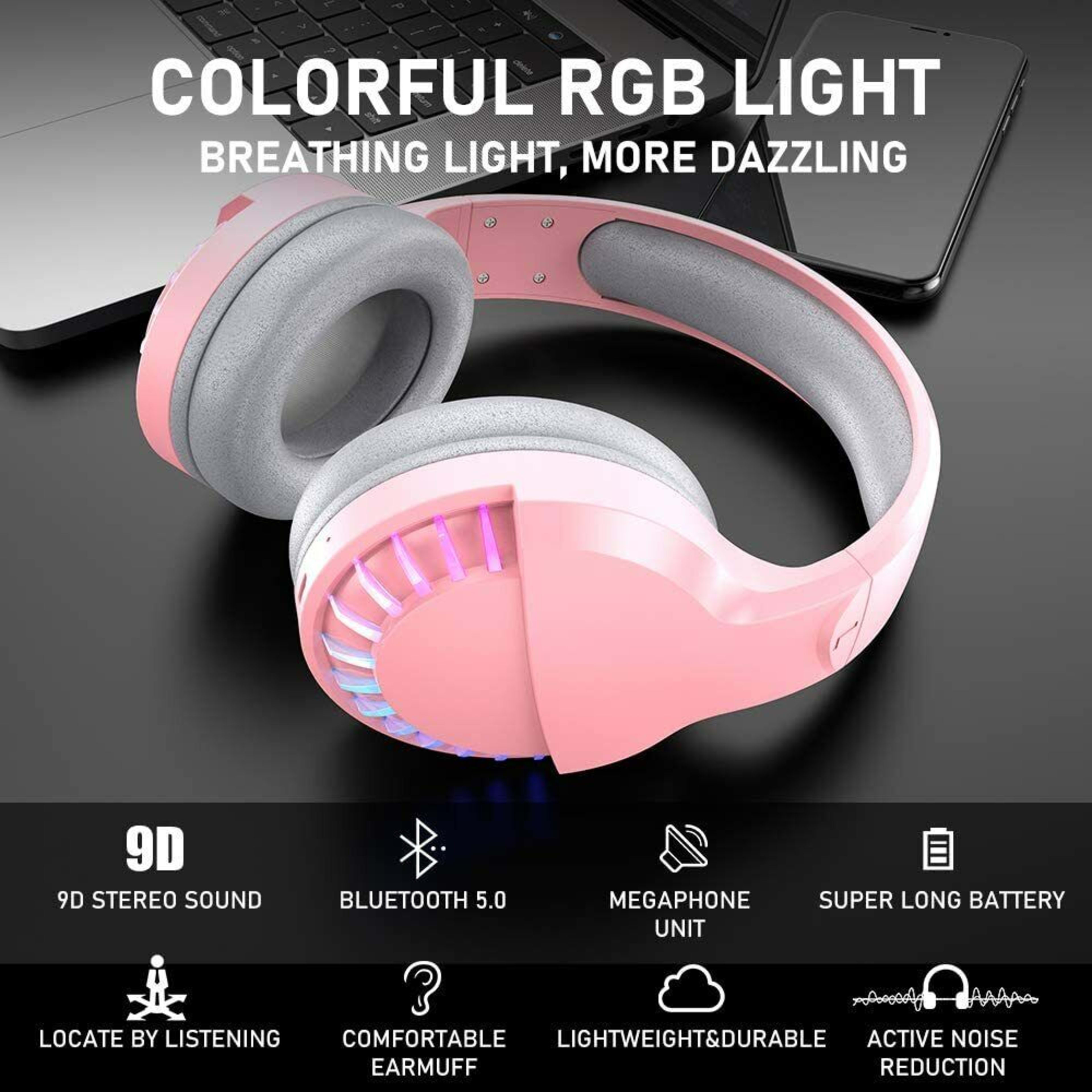 AU Wireless Bluetooth Gaming Headset Headphones Stereo For Laptop PC Phones Ipad 8