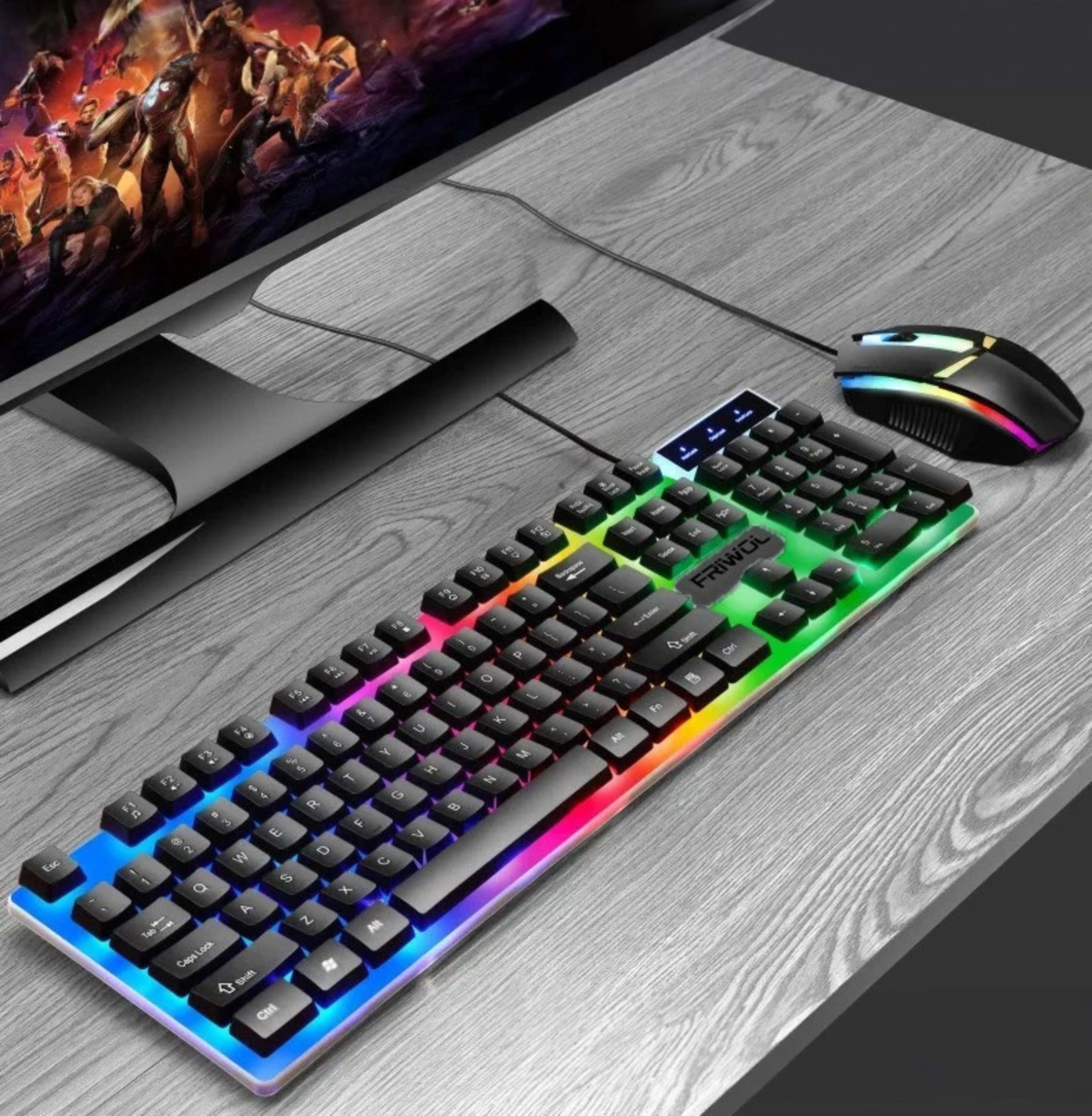 UK Gaming Keyboard And Mouse Set RGB LED USB For PC Laptop Xbox One PS4 PS 6