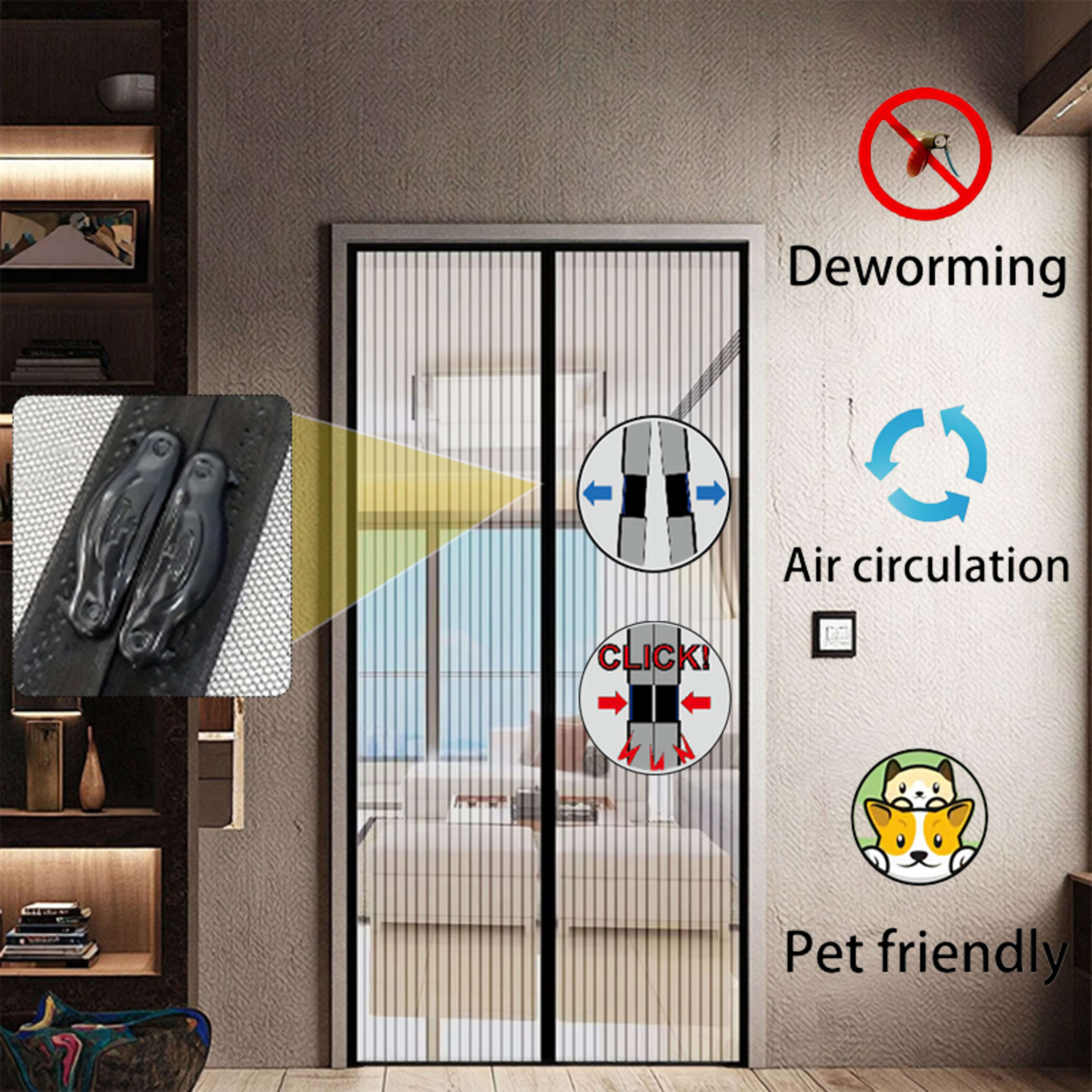 Magnetic Screen Door With Strong Magnetic Closure - No Drilling Required, Hands-free Sliding Door Curtain, Suitable For  2