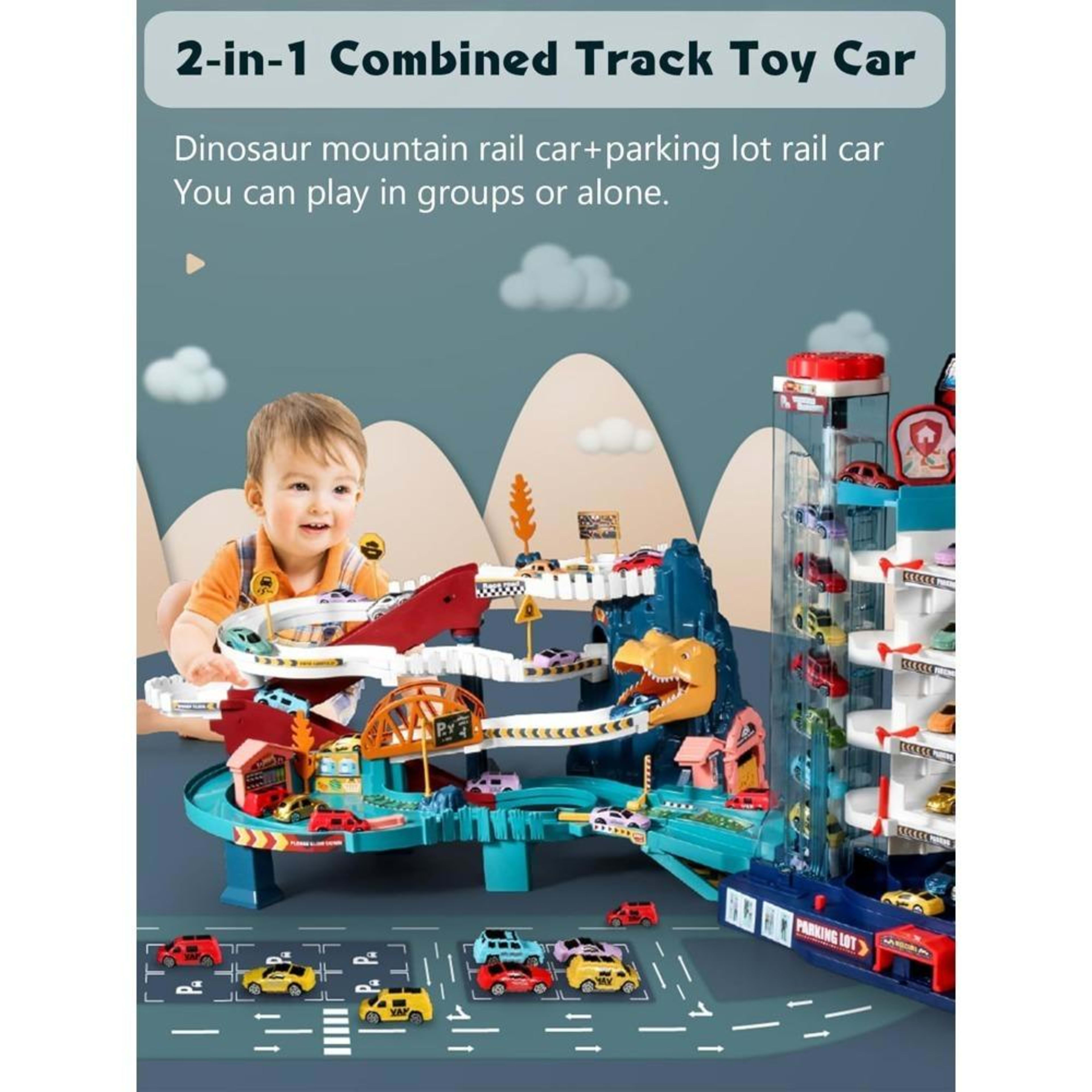 Dinosaur Mountain Adventure Track Toy Set Includes Roller Coaster, Mini Car, And Screwdriver In-Store Pickup Only 4