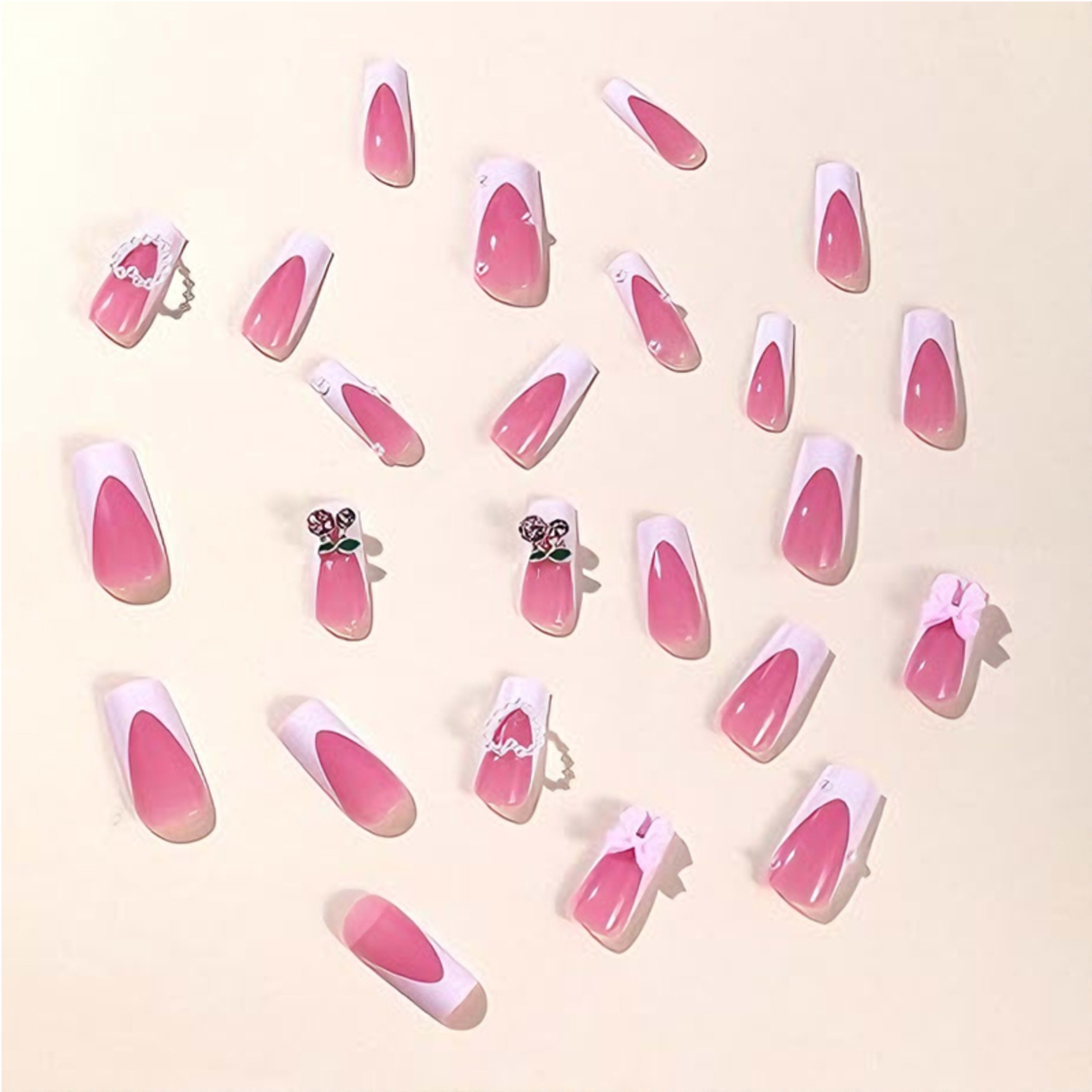 24 PCS Cherry Bow Nail Art 10