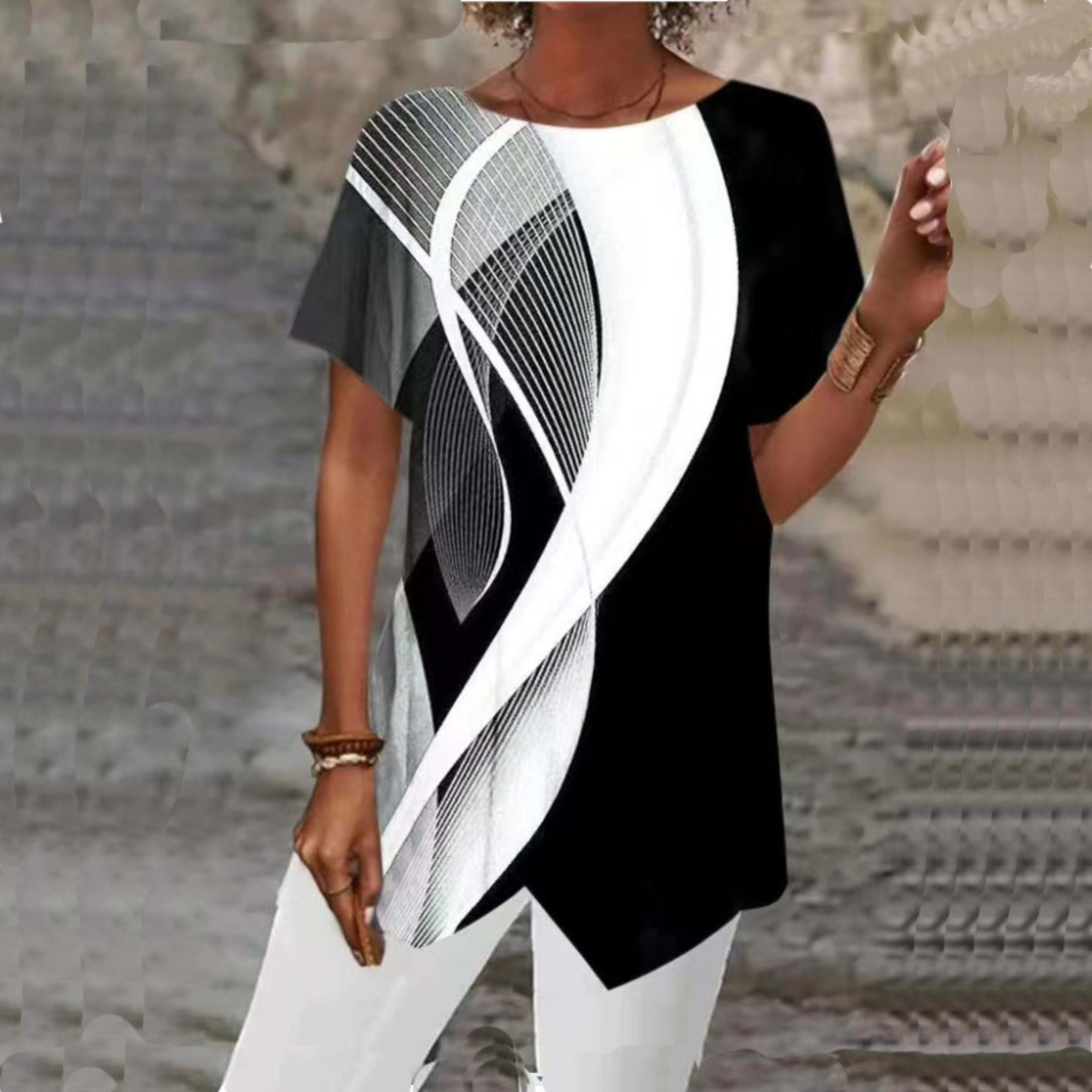 Geometric Print Asymmetric-Hem Top 3