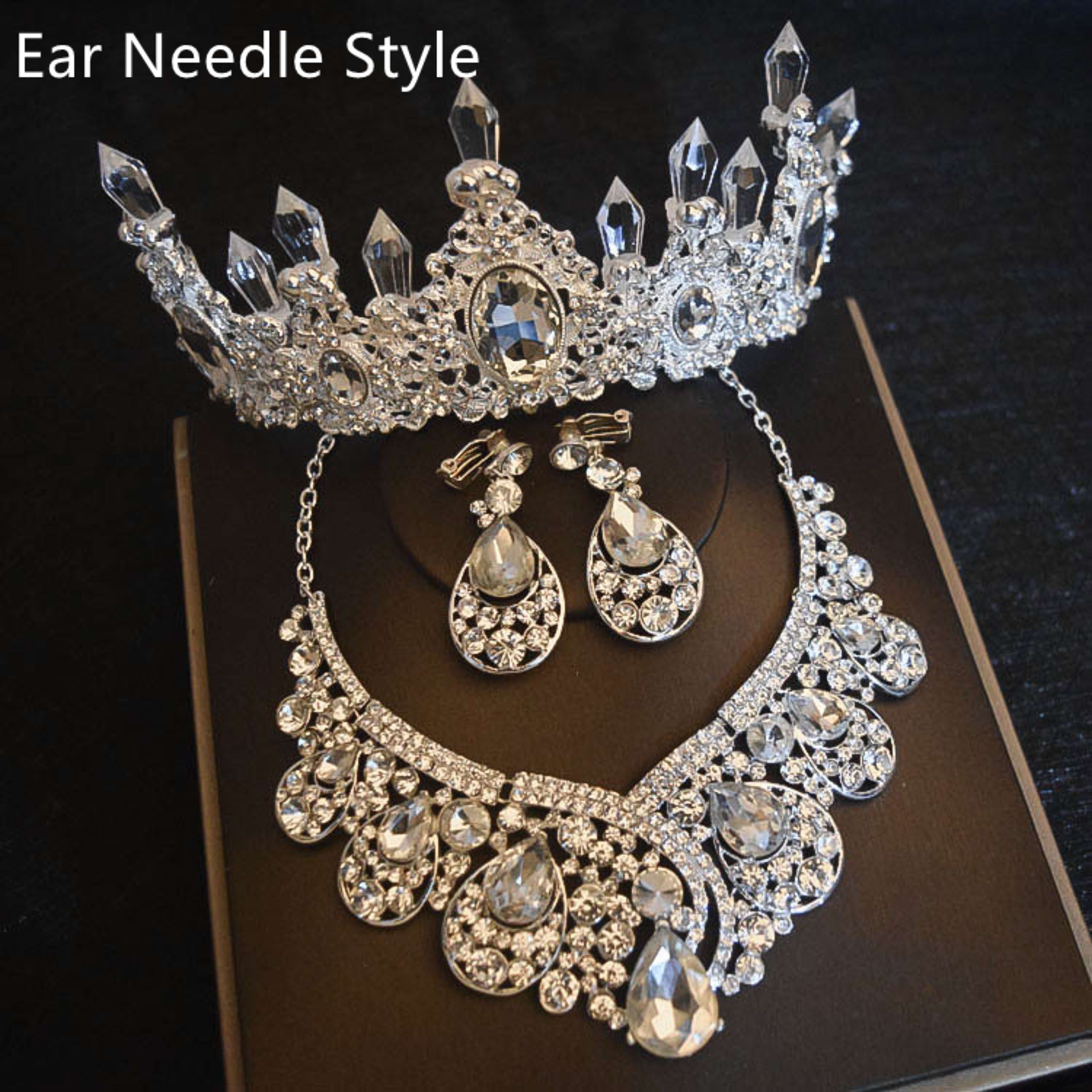 Bridal Headdress Flowers Wedding Hair Accessories Accessories Crown Necklace Earrings Three-piece Set Wedding Accessorie 5