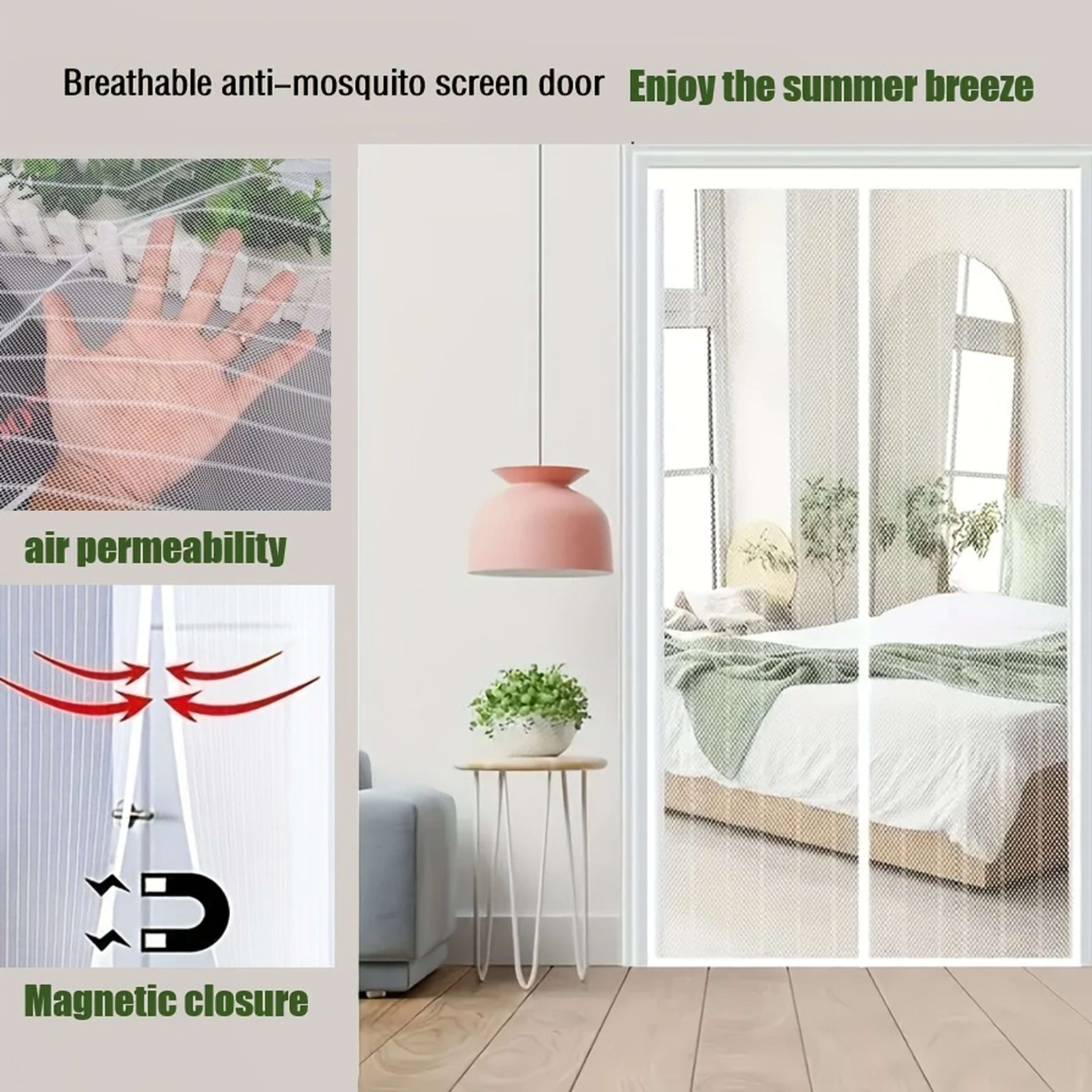 Automatic Self Closing Magnetic Screen Door  Heavy Duty Magnetic Closure, No Drilling Required, Suitable For Indoor Outd 6