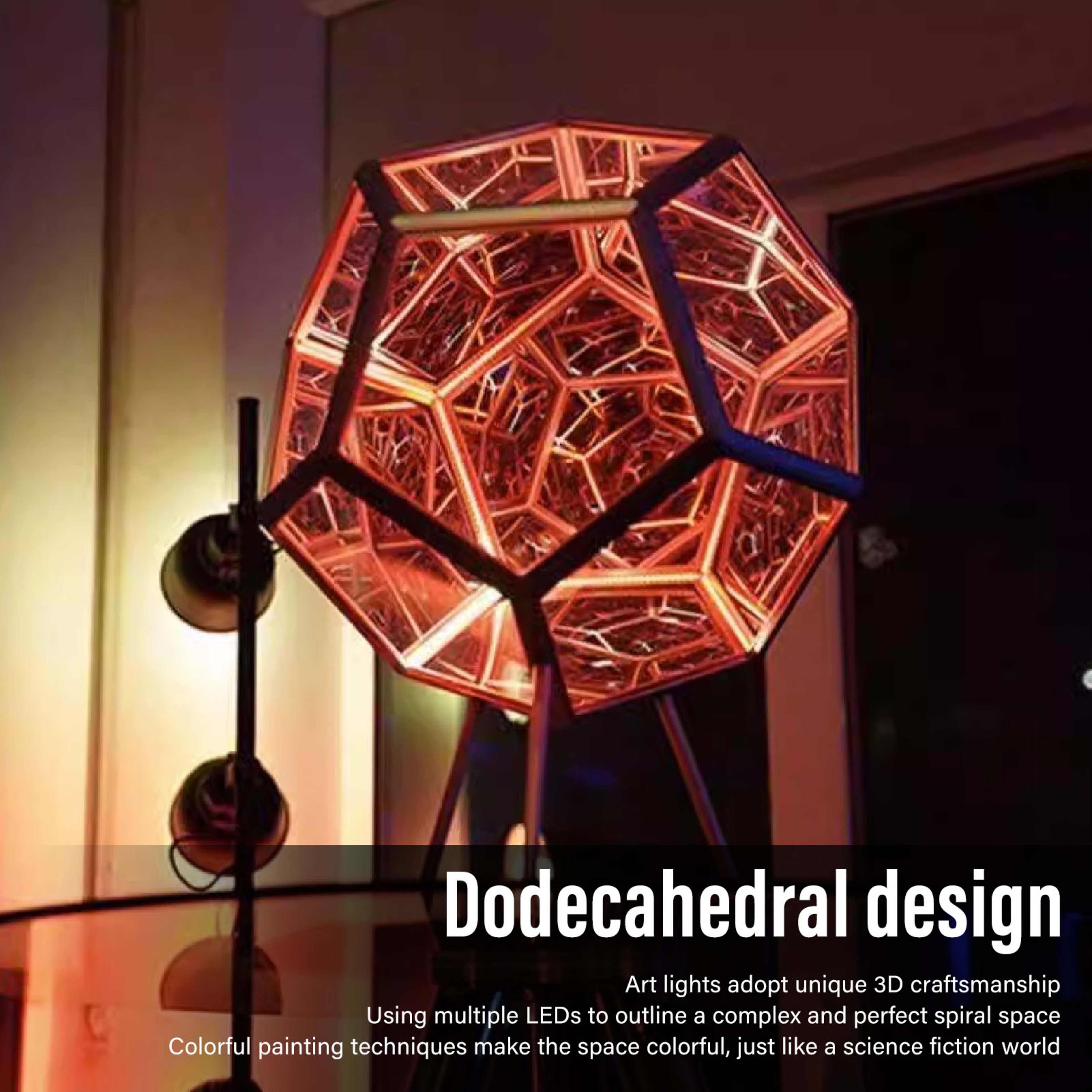 Dodecahedron Night Light Infinity Dodecahedron Color Art Light LED Night Light Lamp For Kids Room Bedroom Living Room Be 24