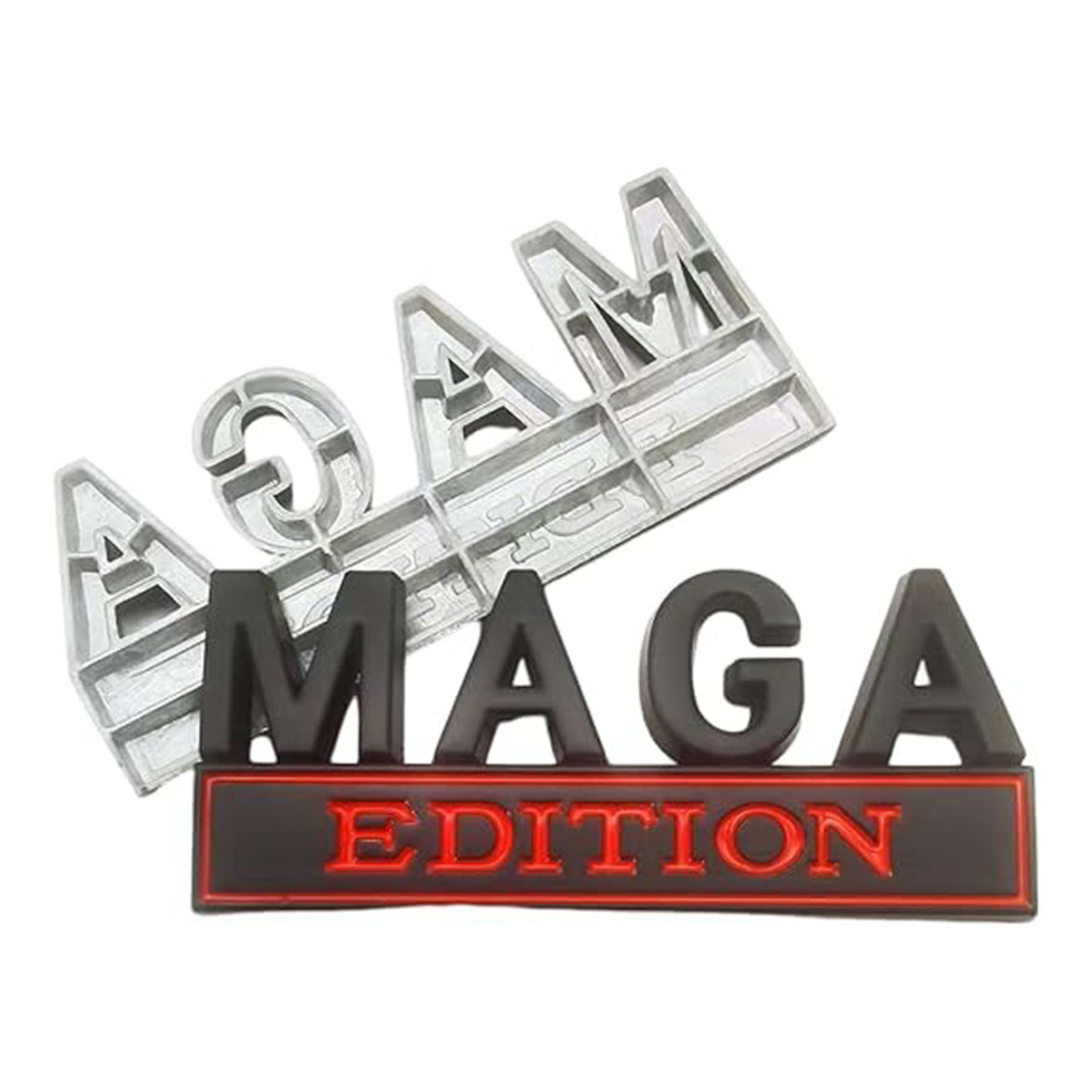 4pcs MAGA Edition Car  Metal Badge Sticker Truck Replacement, Suitable For General Motors SUV,Motorcycle, Bicycle Chrome 6