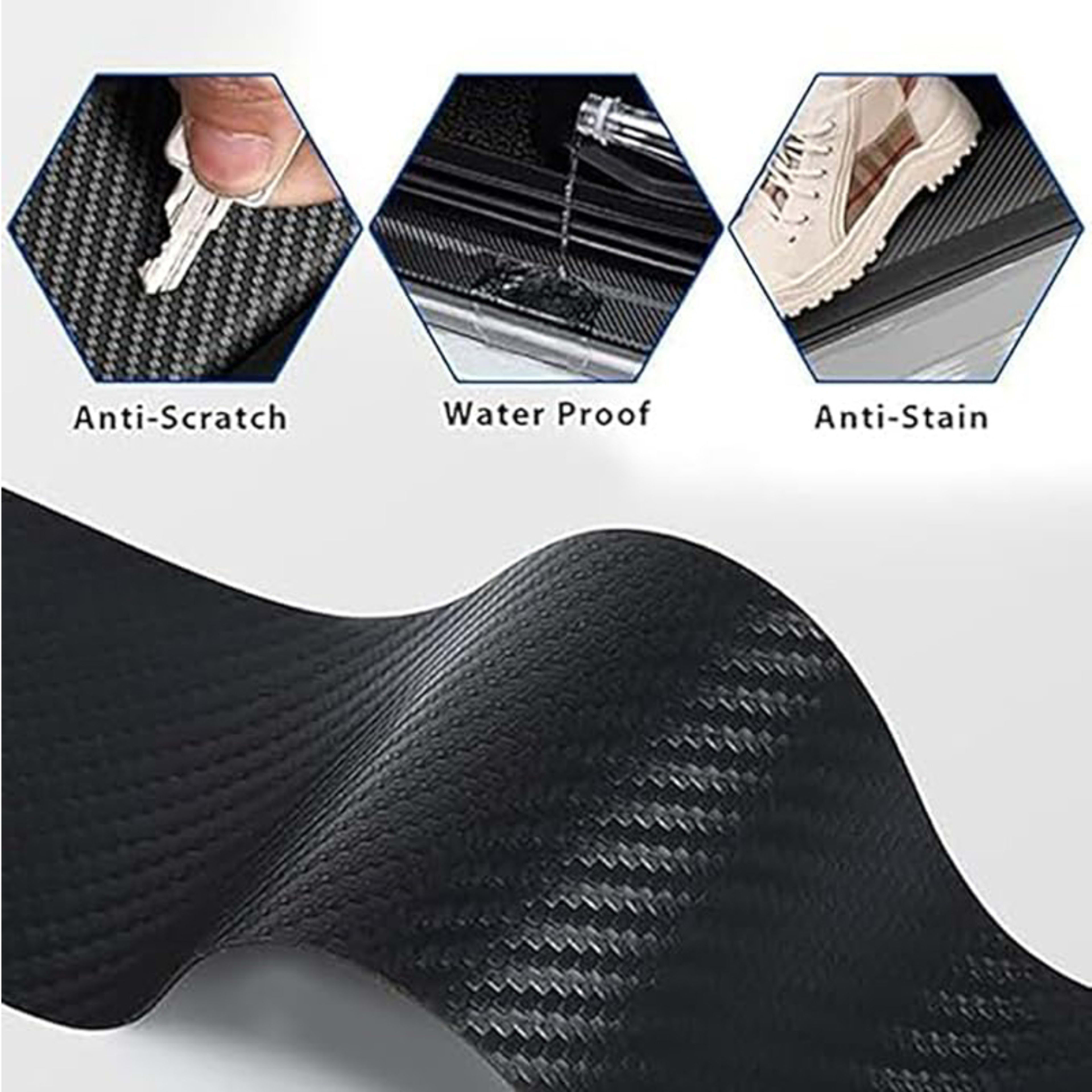 Carbon Car Door Sills Protector, Car Door Threshold Protection, Automotive Door Entry Guard 4 Pcs Universal Rubber Scrat 4