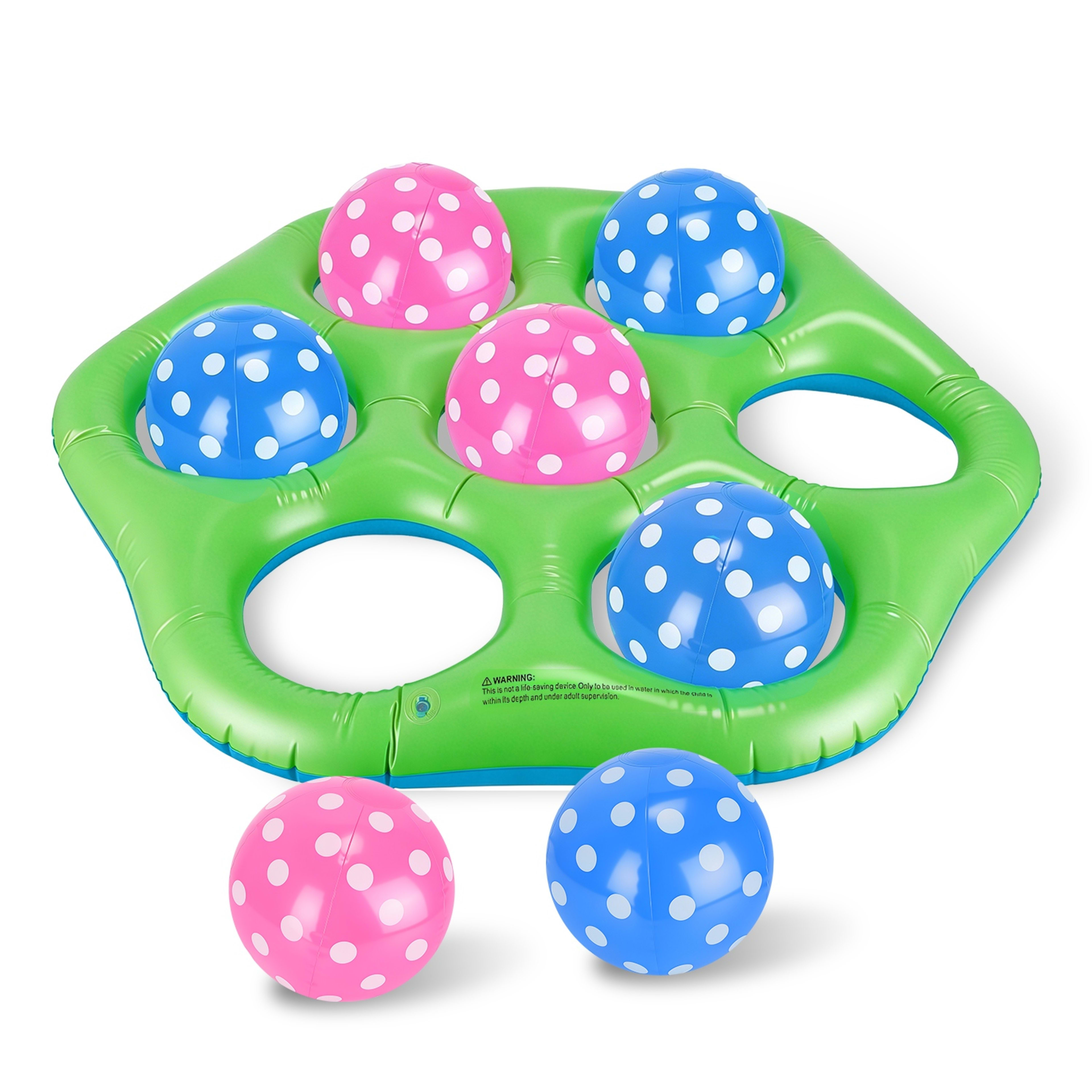 1Pc  Inflatable Tic-Tac-Toe Pool Game Set With 7 Balls Summer Water Toy Portable Inflatable Game For Pool Beach 5