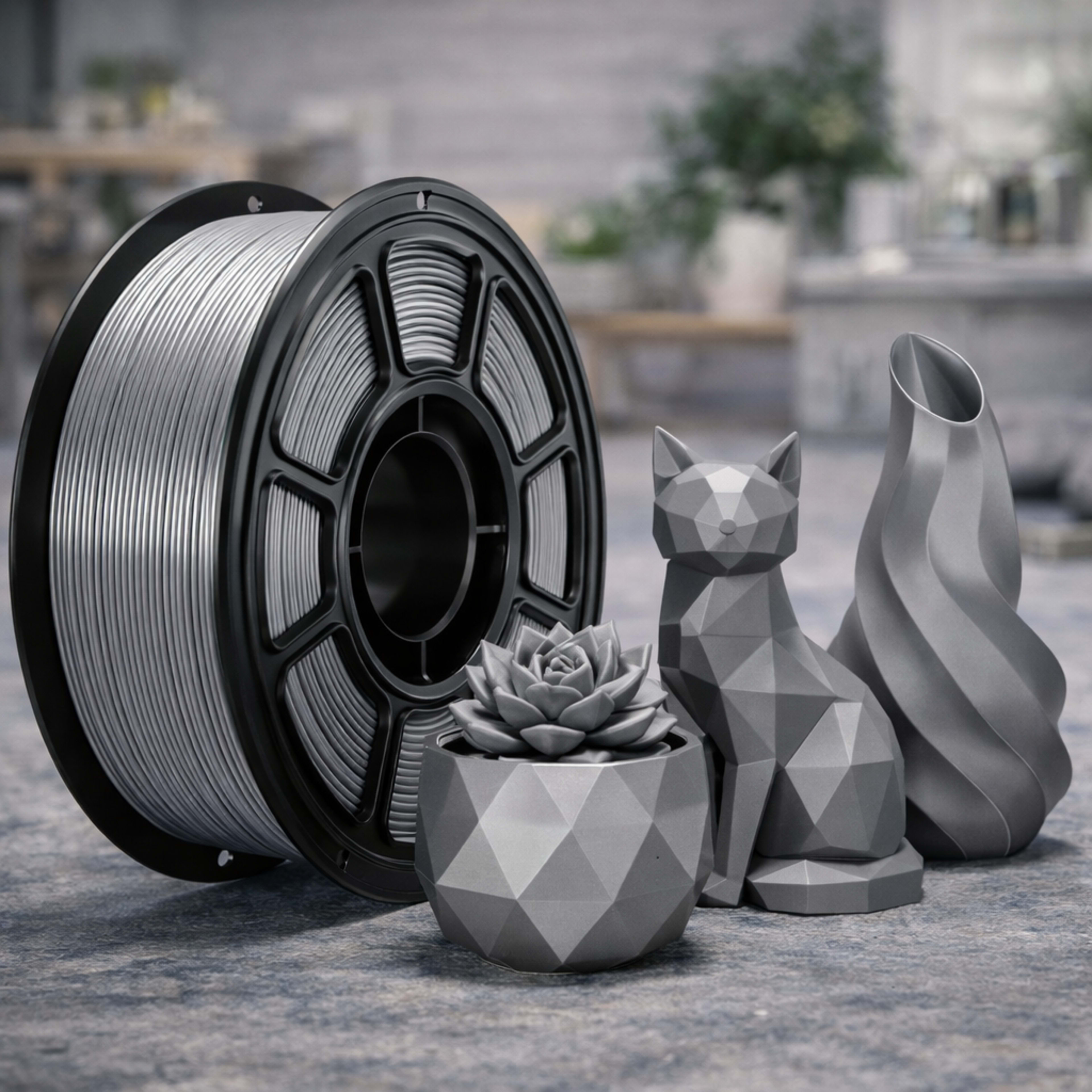 Silk PLA Filament 1.75mm, 1.1kg Spool, Glossy Shiny Finish, Smooth Printing 3D Printer Filament 4