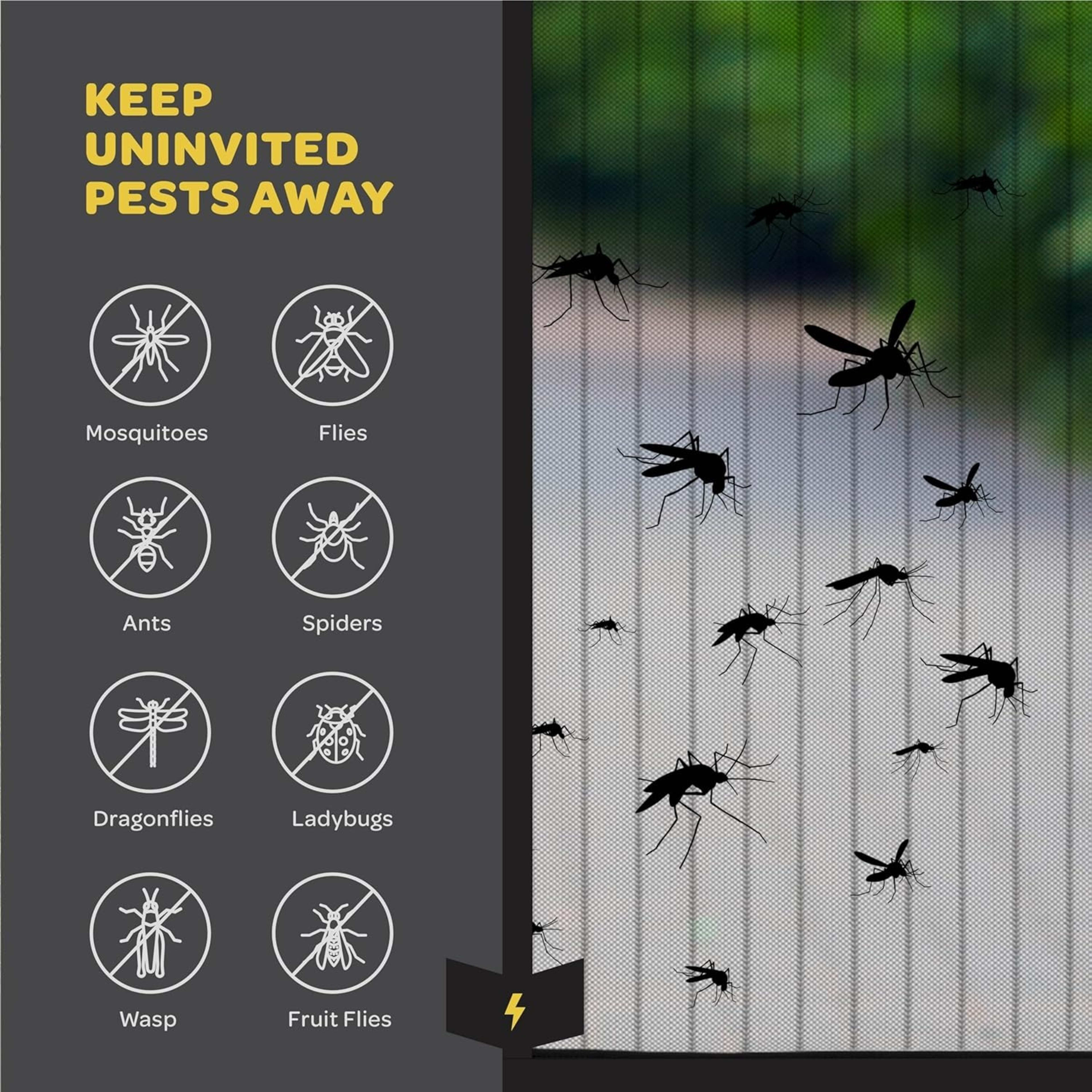 Magnetic Screen Door Curtain - Manual Or Automatic Close, Black Stripe Design, Mosquito-proof Summer Breathable Partitio 16