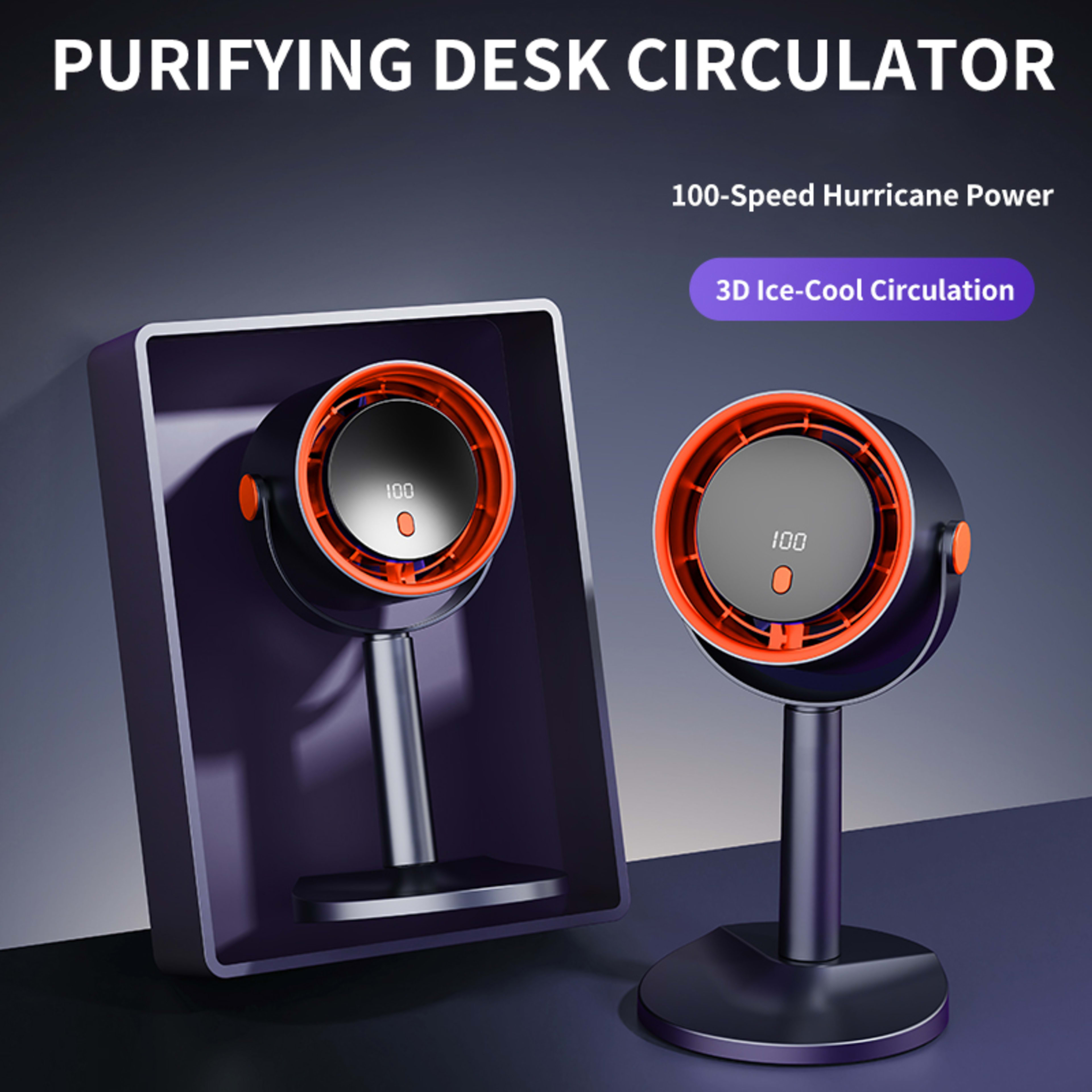 Forest Style Desktop Fan, USB Rechargeable Quiet Portable Fan With Activated Carbon Air Purification, 3-in-1 Stand Clip  12