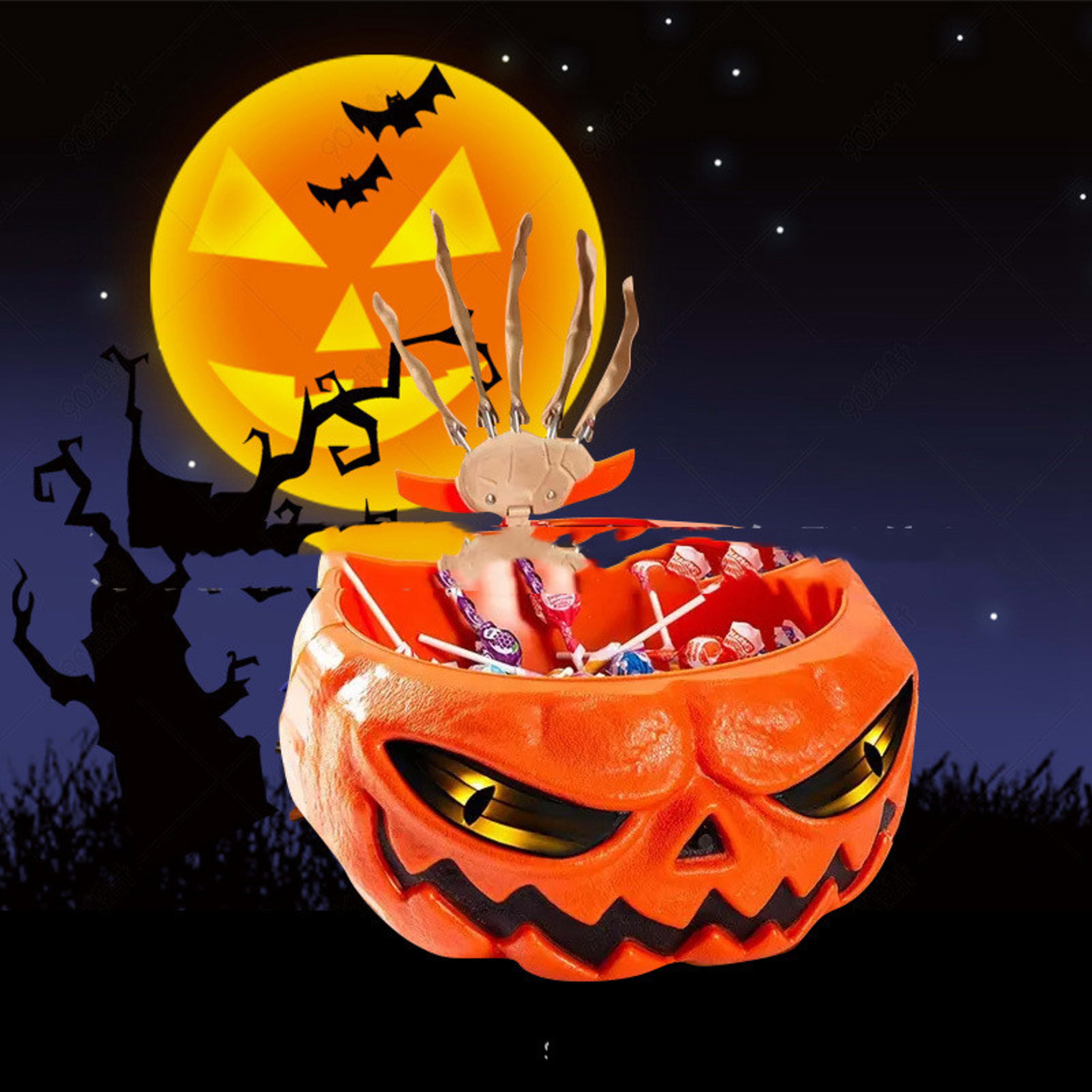 Halloween Dress Up Electric Talking Pumpkin Candy Bowl 1