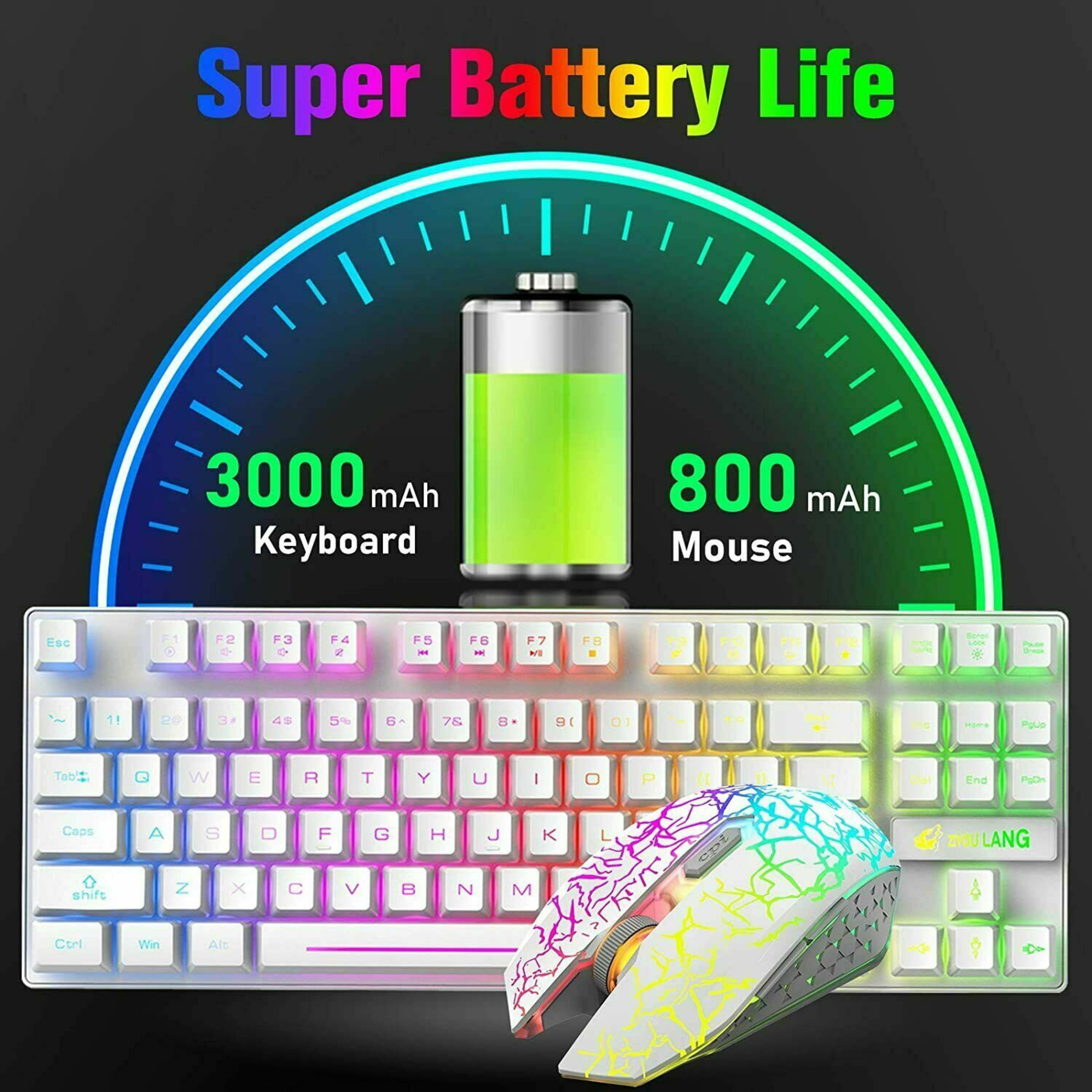 T87 Wireless Gaming Keyboard And Mouse Rainbow Backlit For PC Mac PS4 Xbox One 9