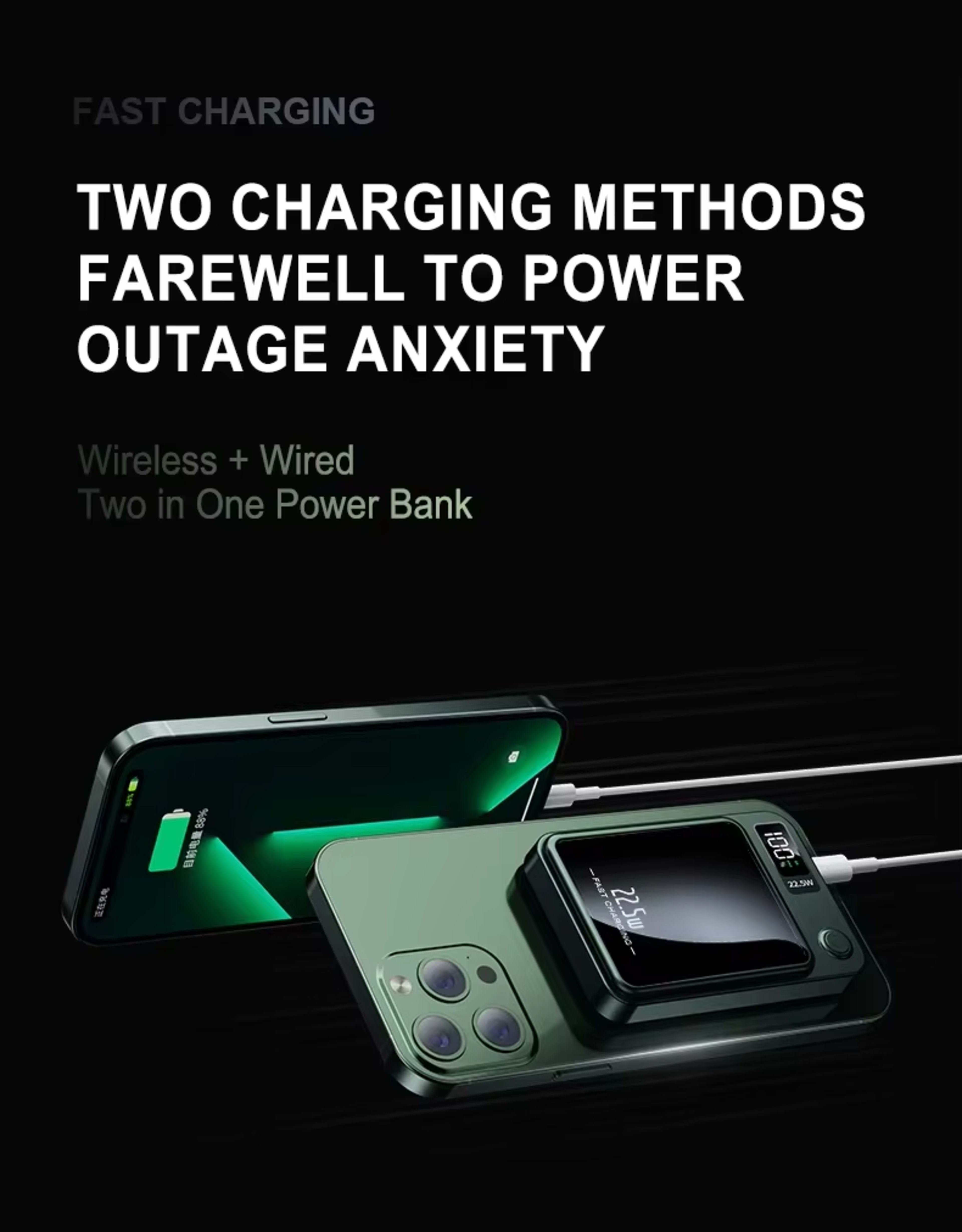 Magnetic Wireless Power Bank, Super Fast Charging, Portable External Battery Power Bank For IPhone, Samsung, 5