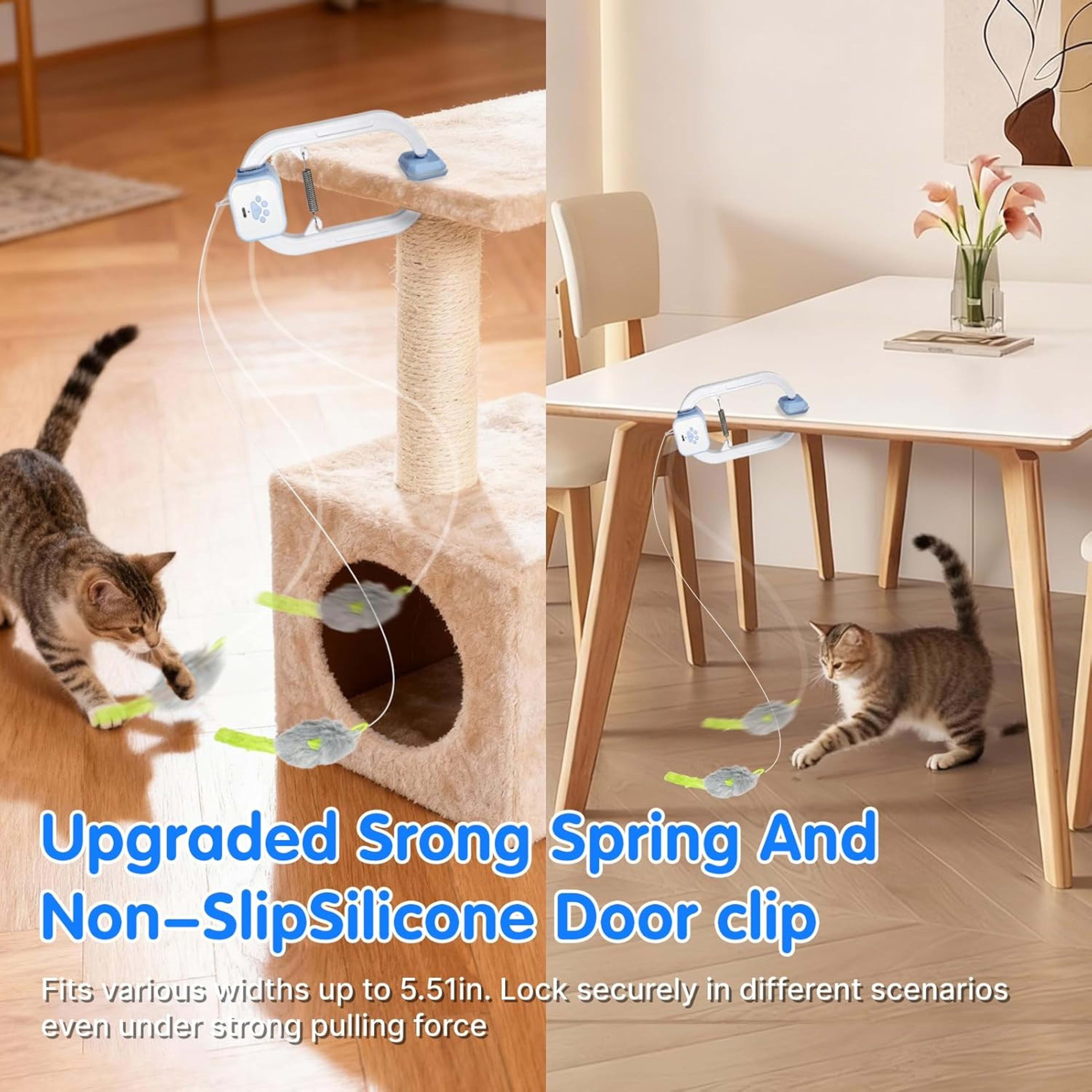Rechargeable Electric Cat Teaser With Remote Interactive Door Clip Toy For Cat 9