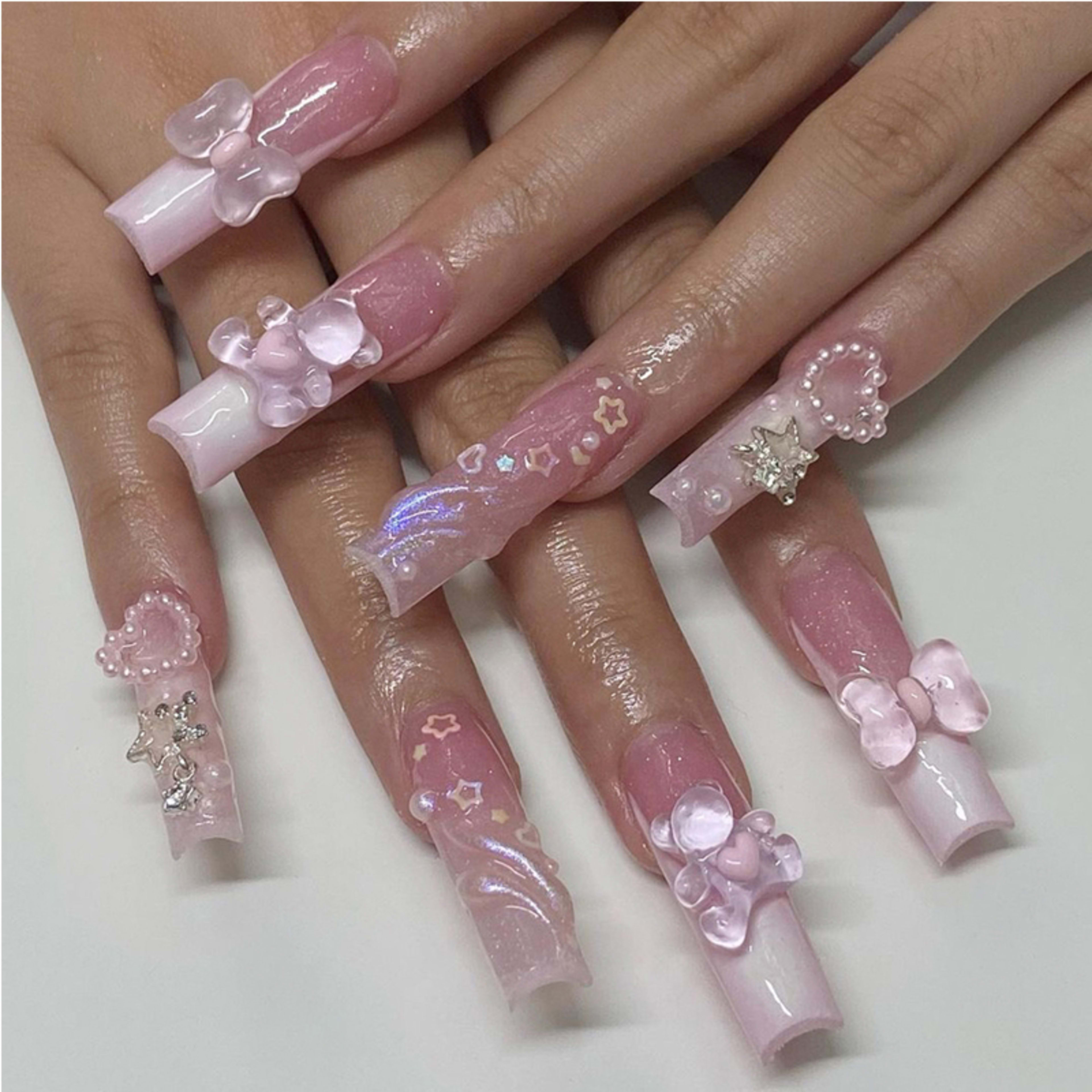 24 PCS Bear Bowbowknot Nail Art 6