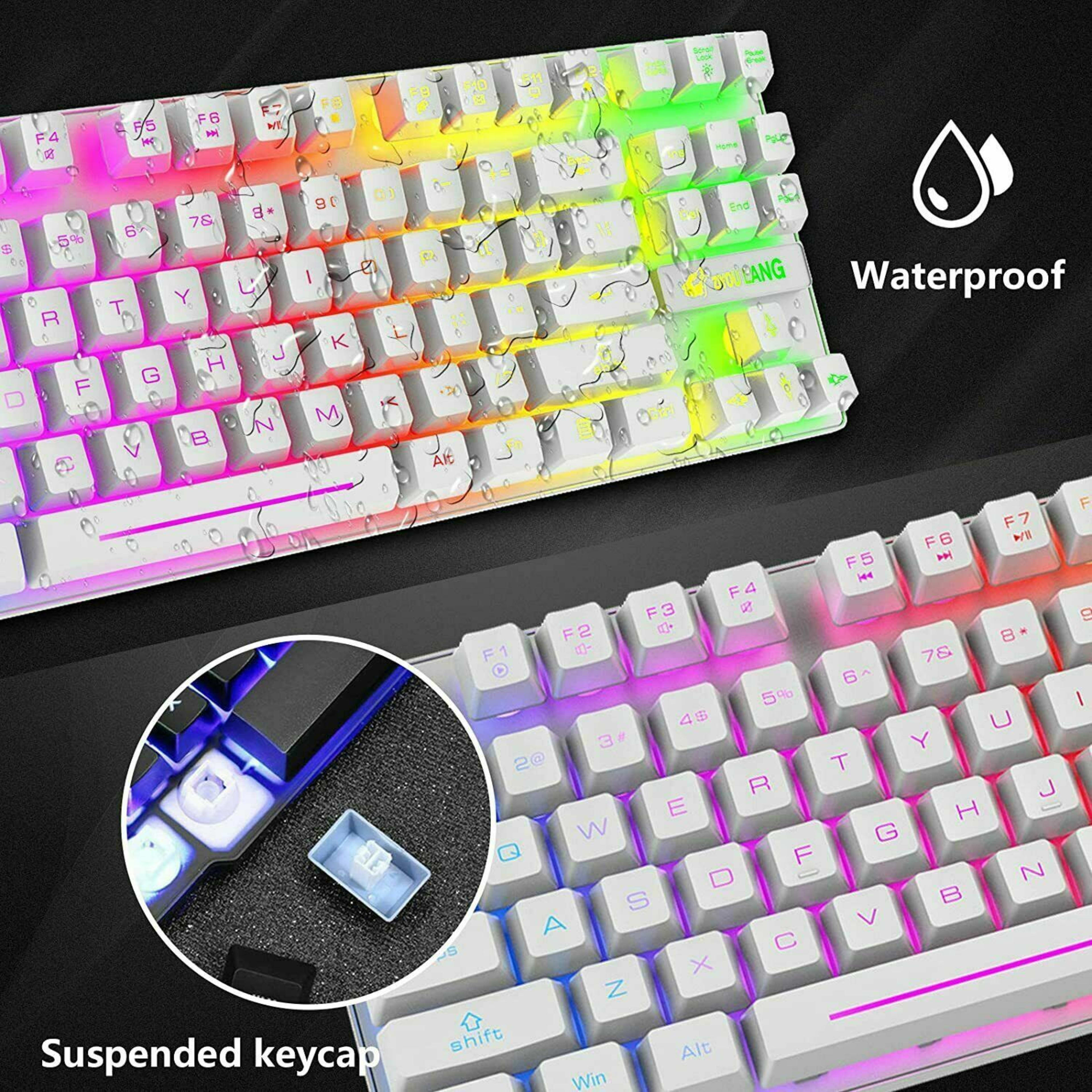 T87 Wireless Gaming Keyboard And Mouse Rainbow Backlit For PC Mac PS4 Xbox One 3