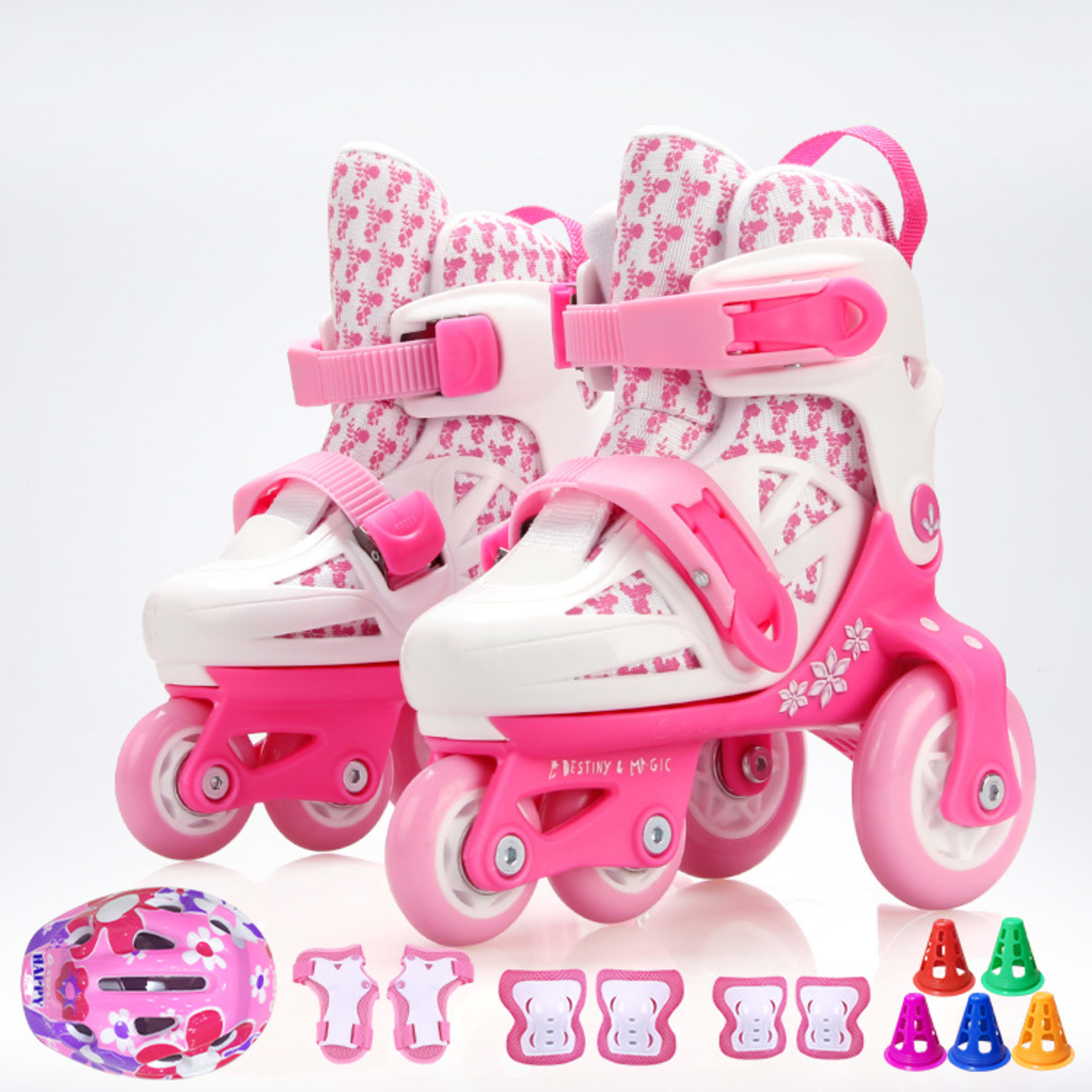 Full Set Of Adjustable Double Row Kids Roller Skates 5