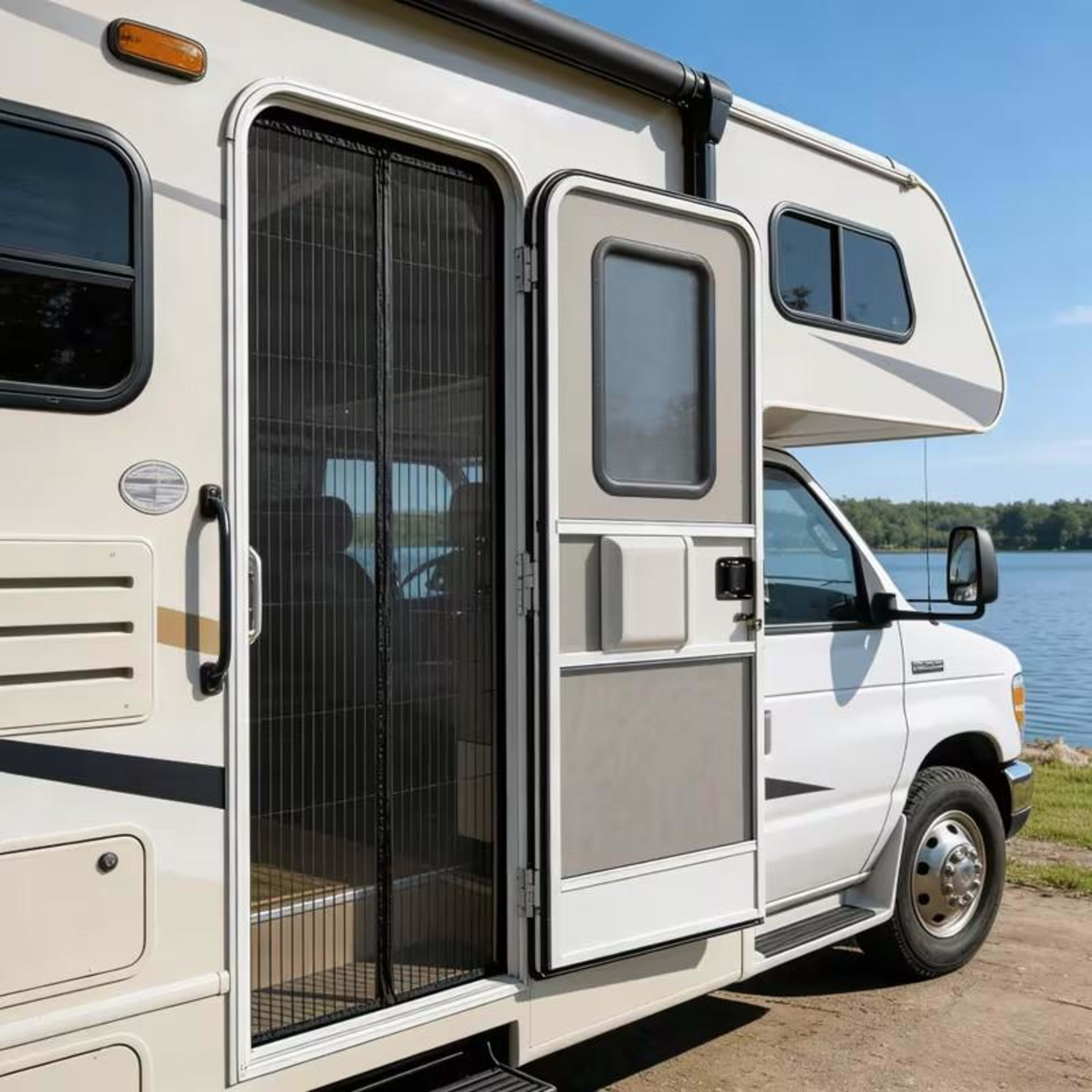 1pc RV Magnetic Screen Door - Easy To Install, Breathable, Mosquito-proof With Storage Straps, Suitable For Camper Vans, 1