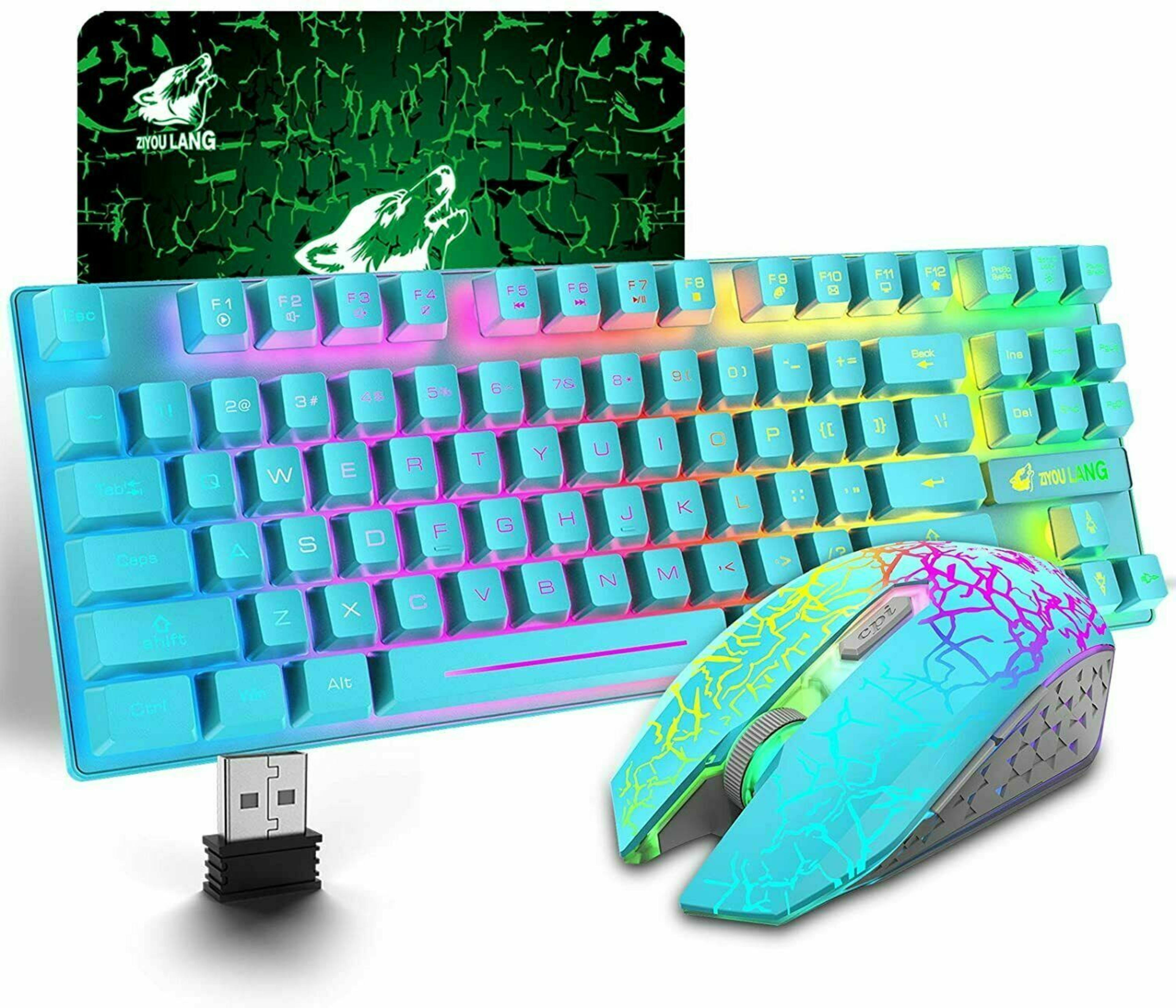T87 Wireless Gaming Keyboard And Mouse Rainbow Backlit For PC Mac PS4 Xbox One 2