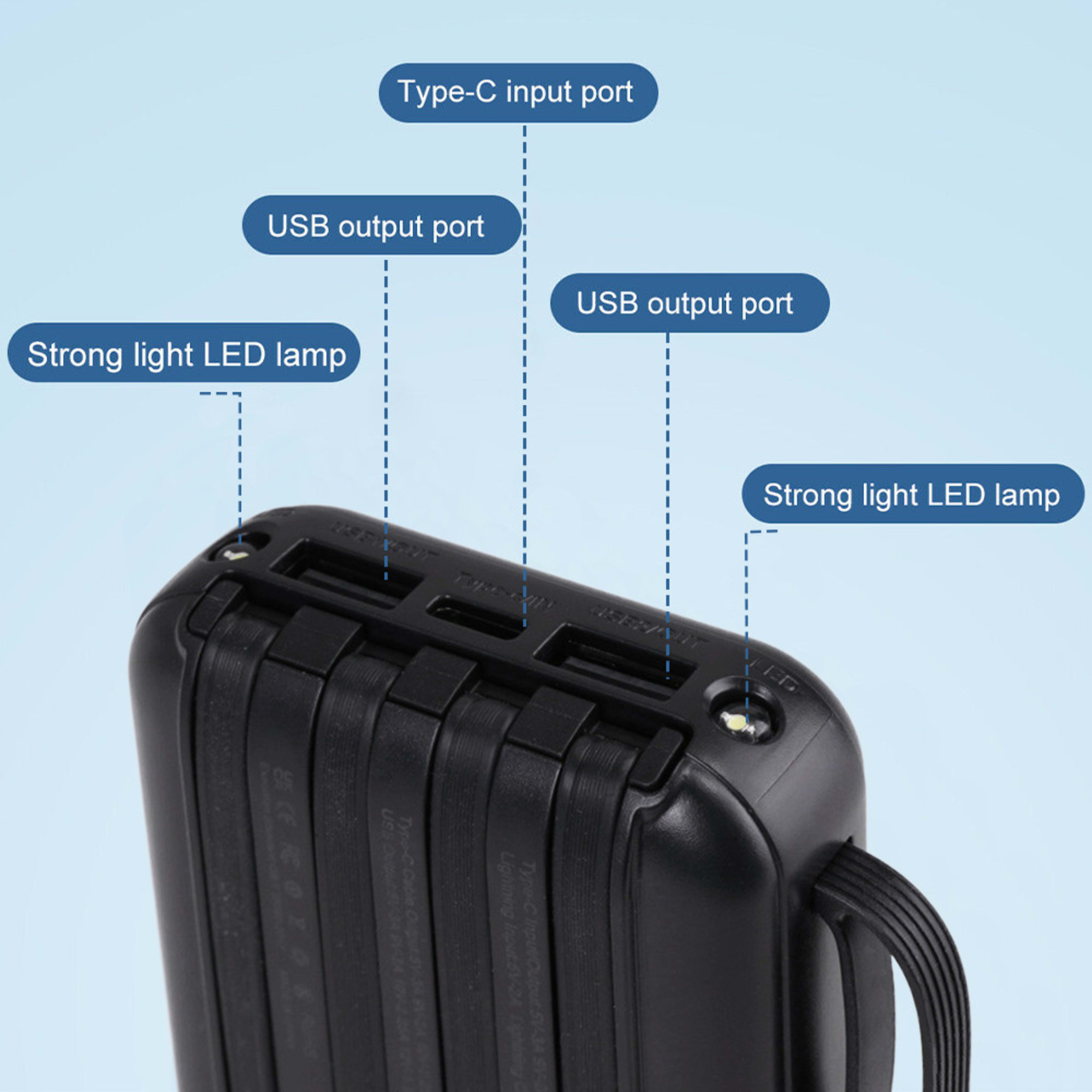 3o000mAh Power Bank, Fast USB Charger, External Battery For Mobile Phones DE 8