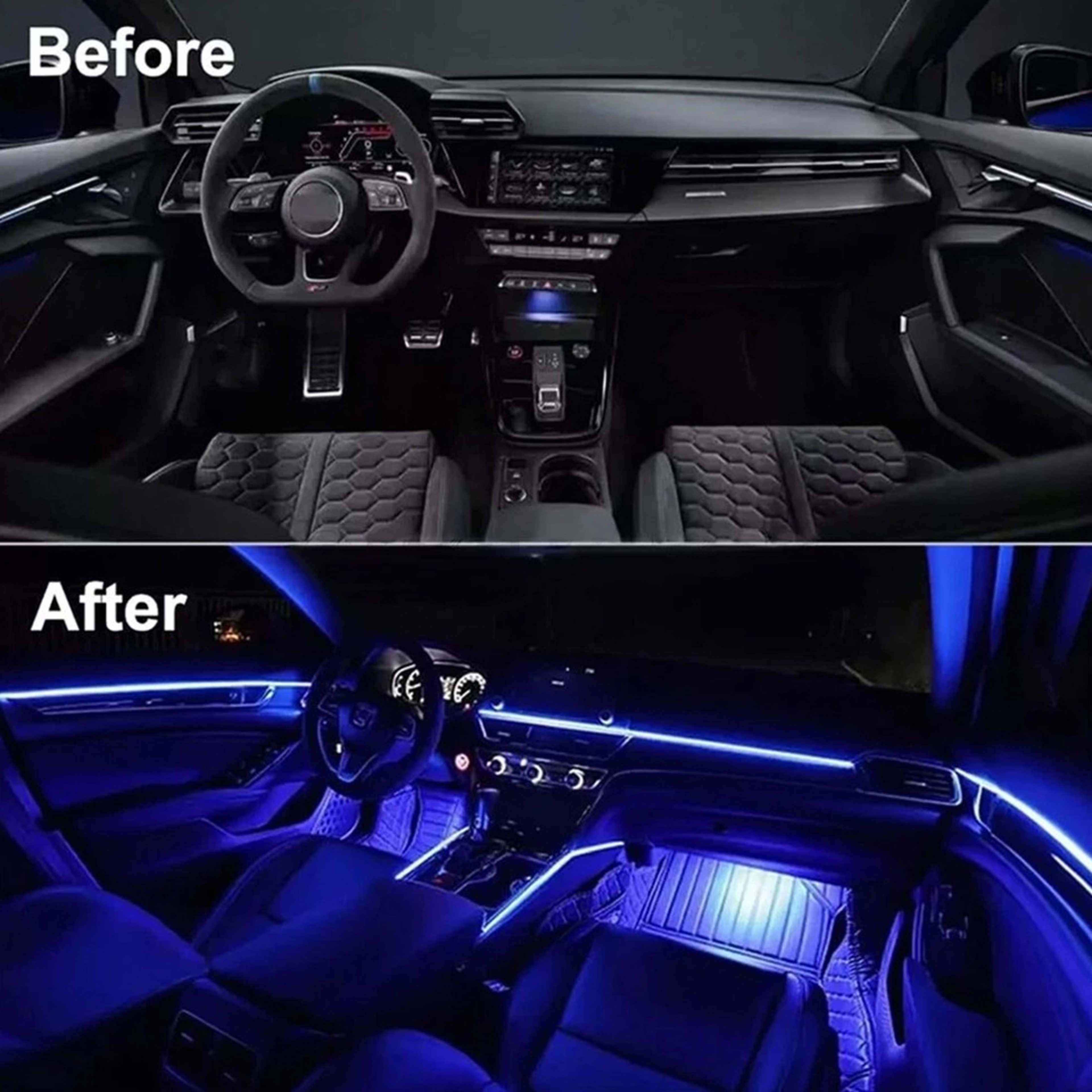 APP Control 5-In-1 RGB LED Interior Strip Light Car Ambient Atmosphere Lighting 5