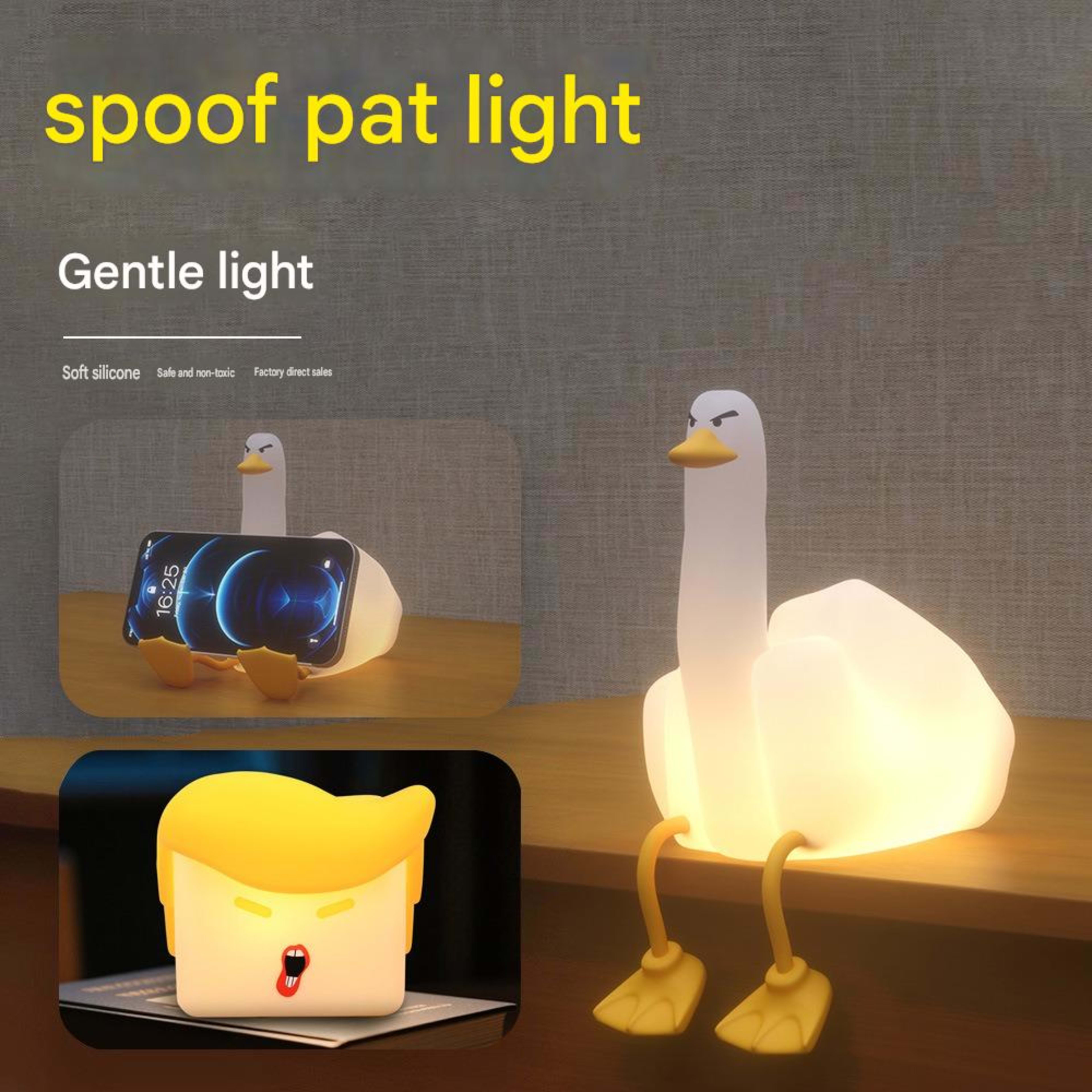 Silicone Pat Light Duck Sleeping Light USB Rechargeable Atmosphere Light Birthday Gift Three-speed Bedroom Bedside Light 3