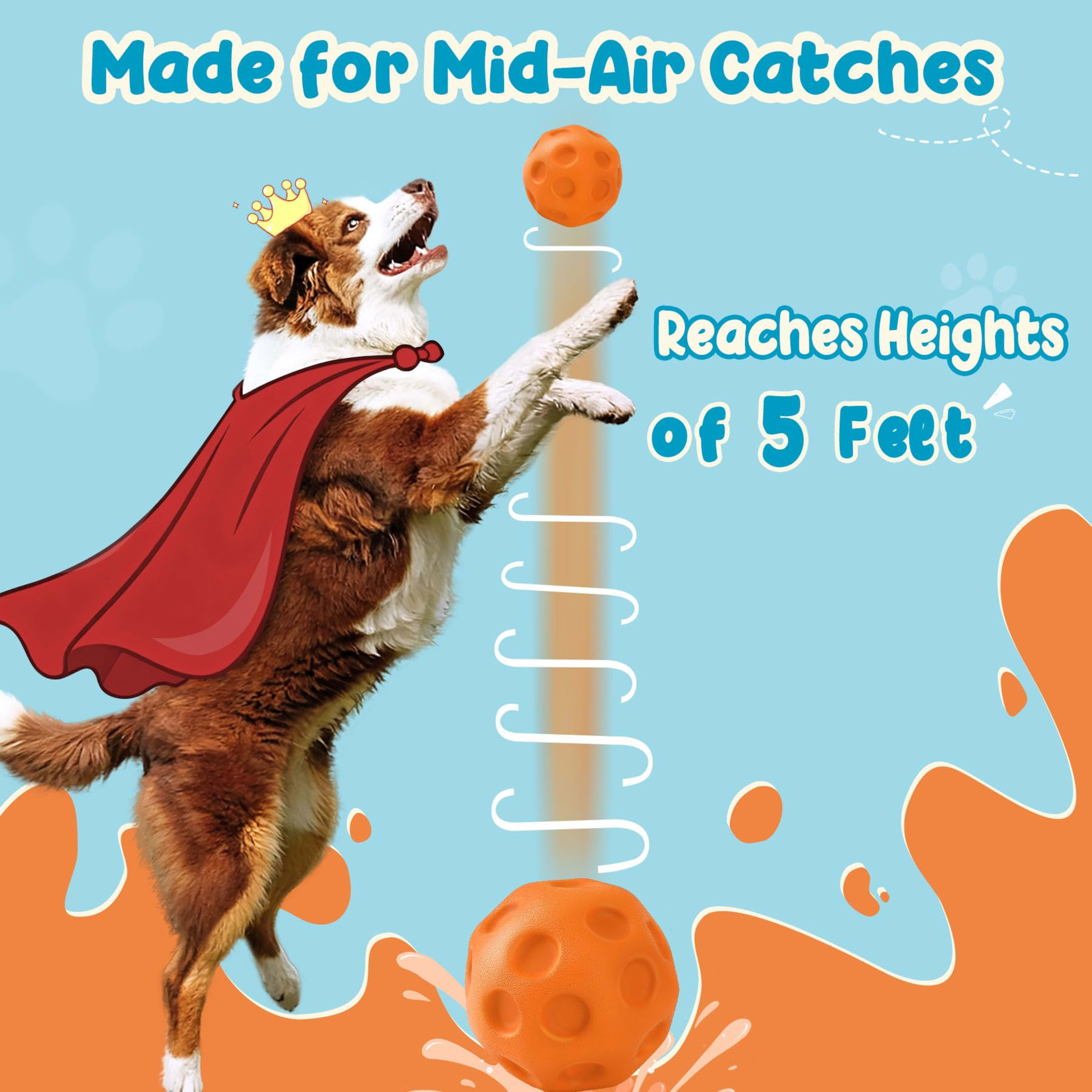 3 Pack Dog Balls For Medium & Large Dogs - High Bounce & Floating Fetch Balls, Interactive Outdoor Toys With Easy-Pickup