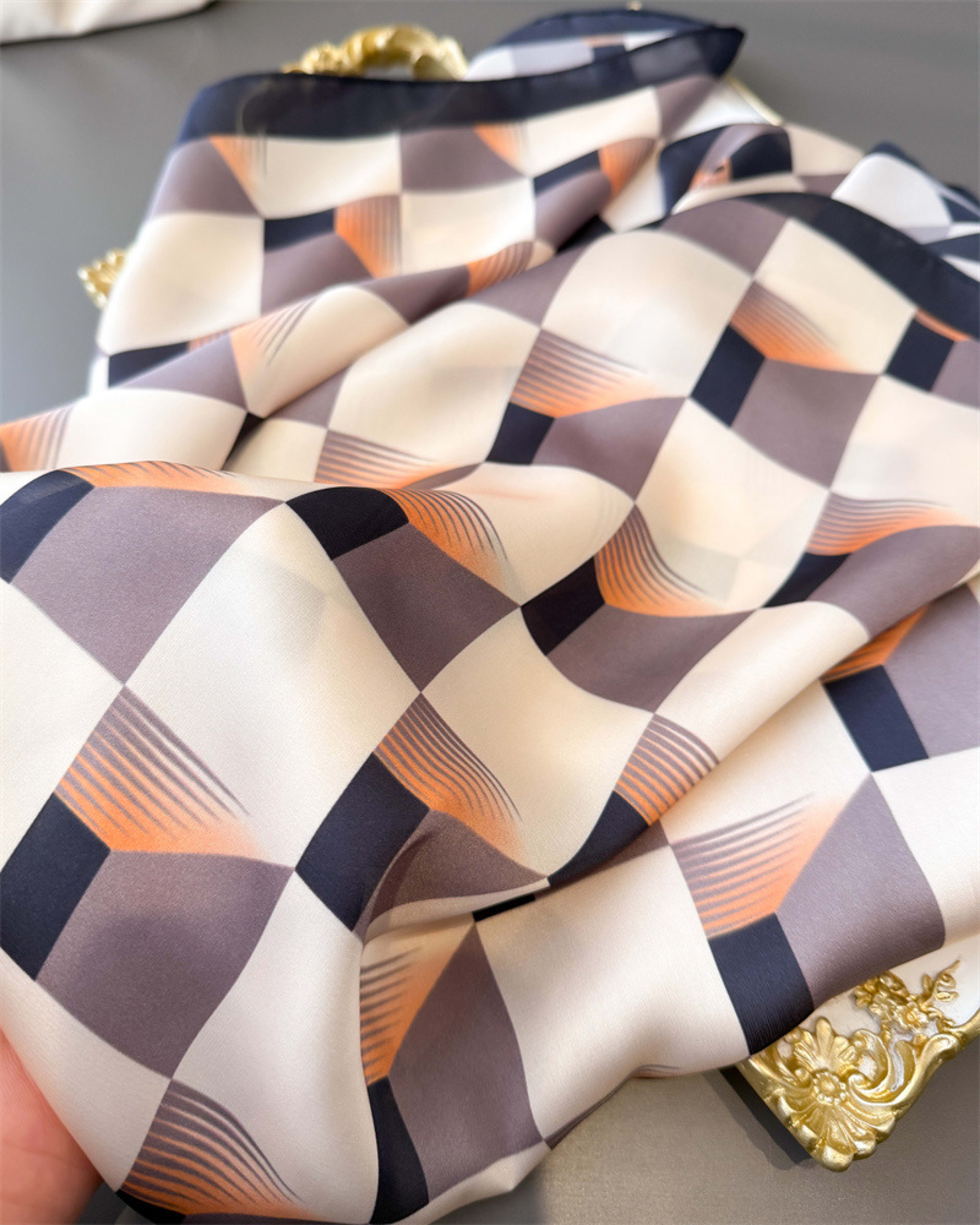 Korean-style Gentle Style Solid-checkered Wide Scarf With Multi-color Printed Fabric, Suitable For Women's Daily Wear As 8