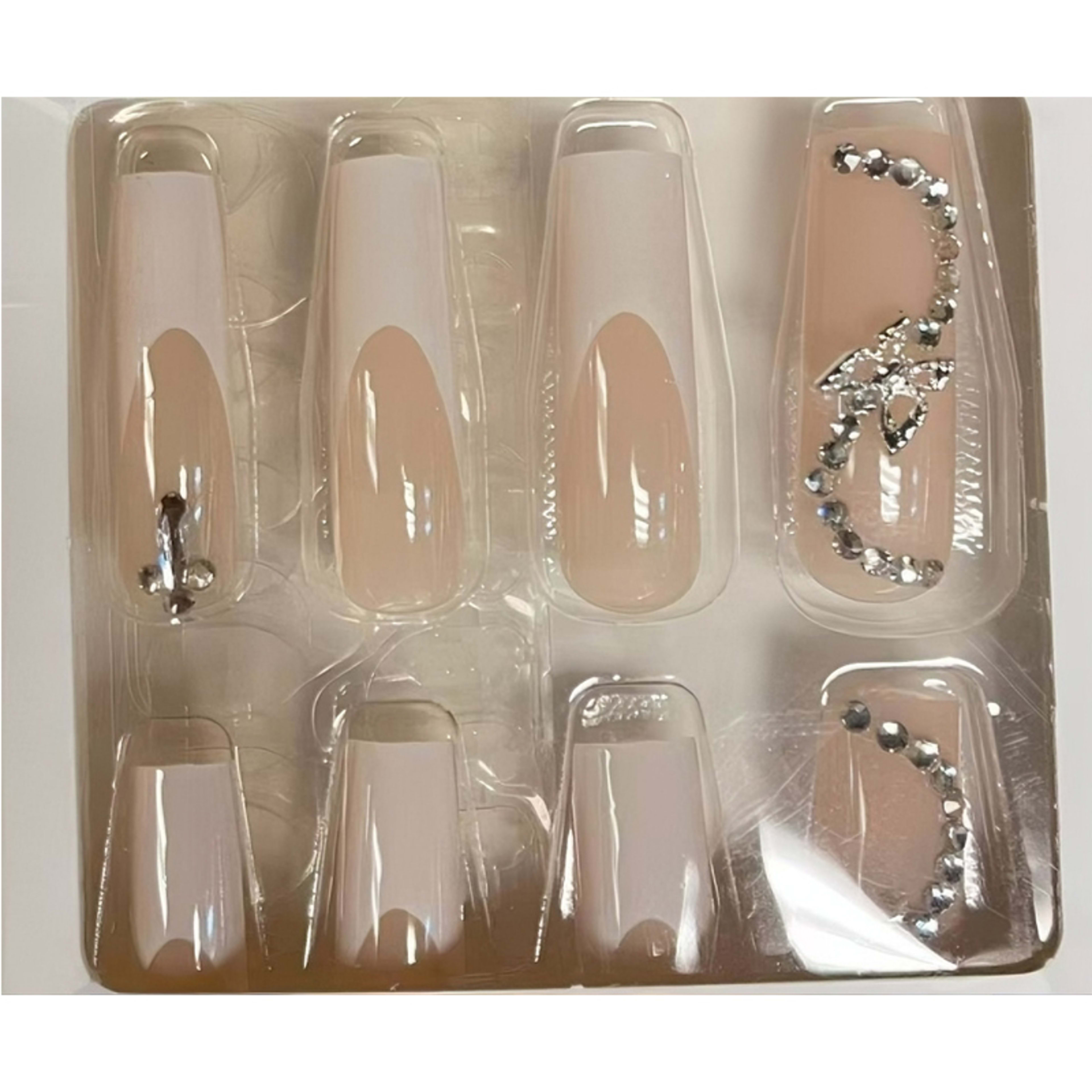 24 PCS White Flower Diamond Butterfly Nail Art 4