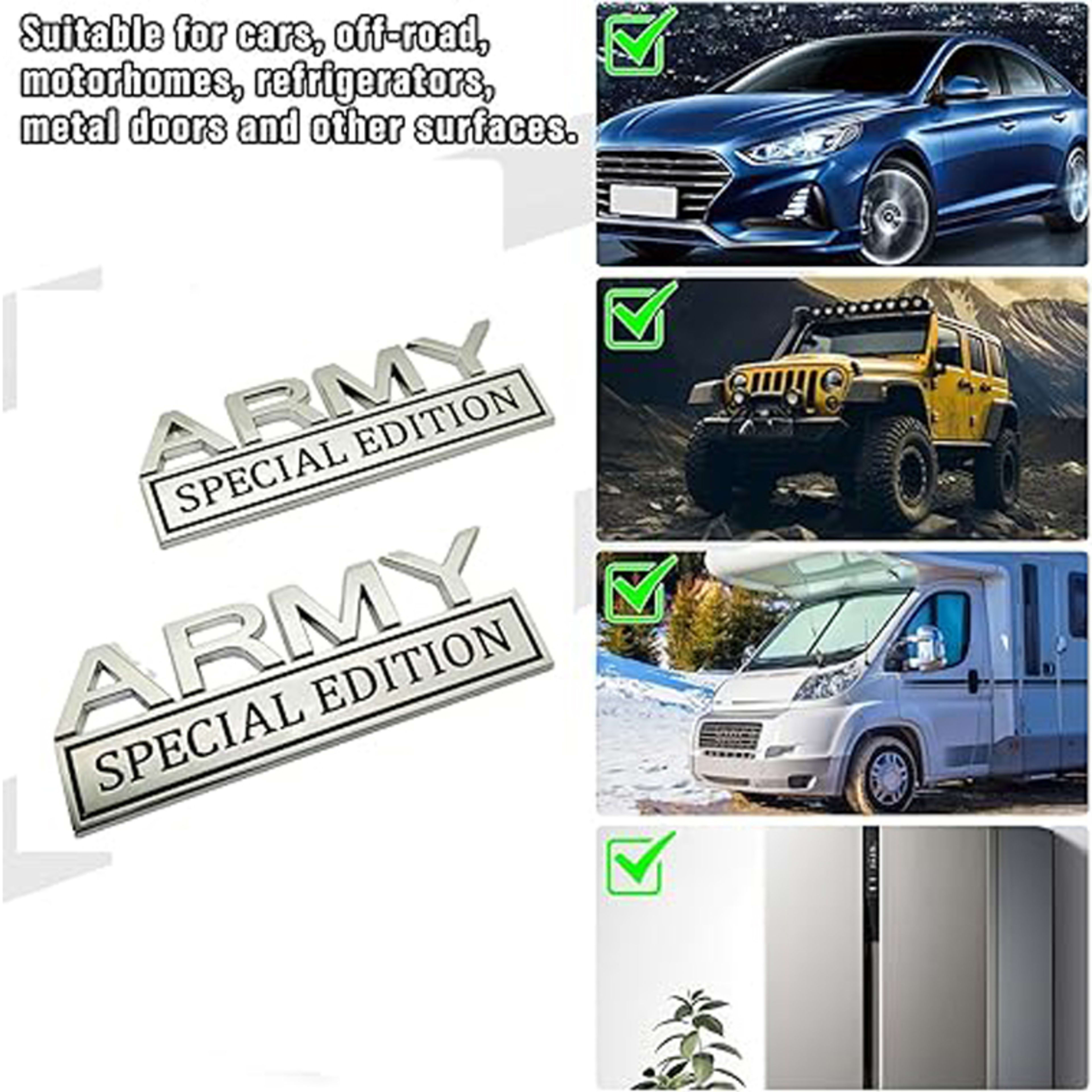 2pack Army Special Edition Emblems, Army Car Emblem 3D Badge Decal Car Truck SUV,Refrigerator Sticker,Window Display Sti 5