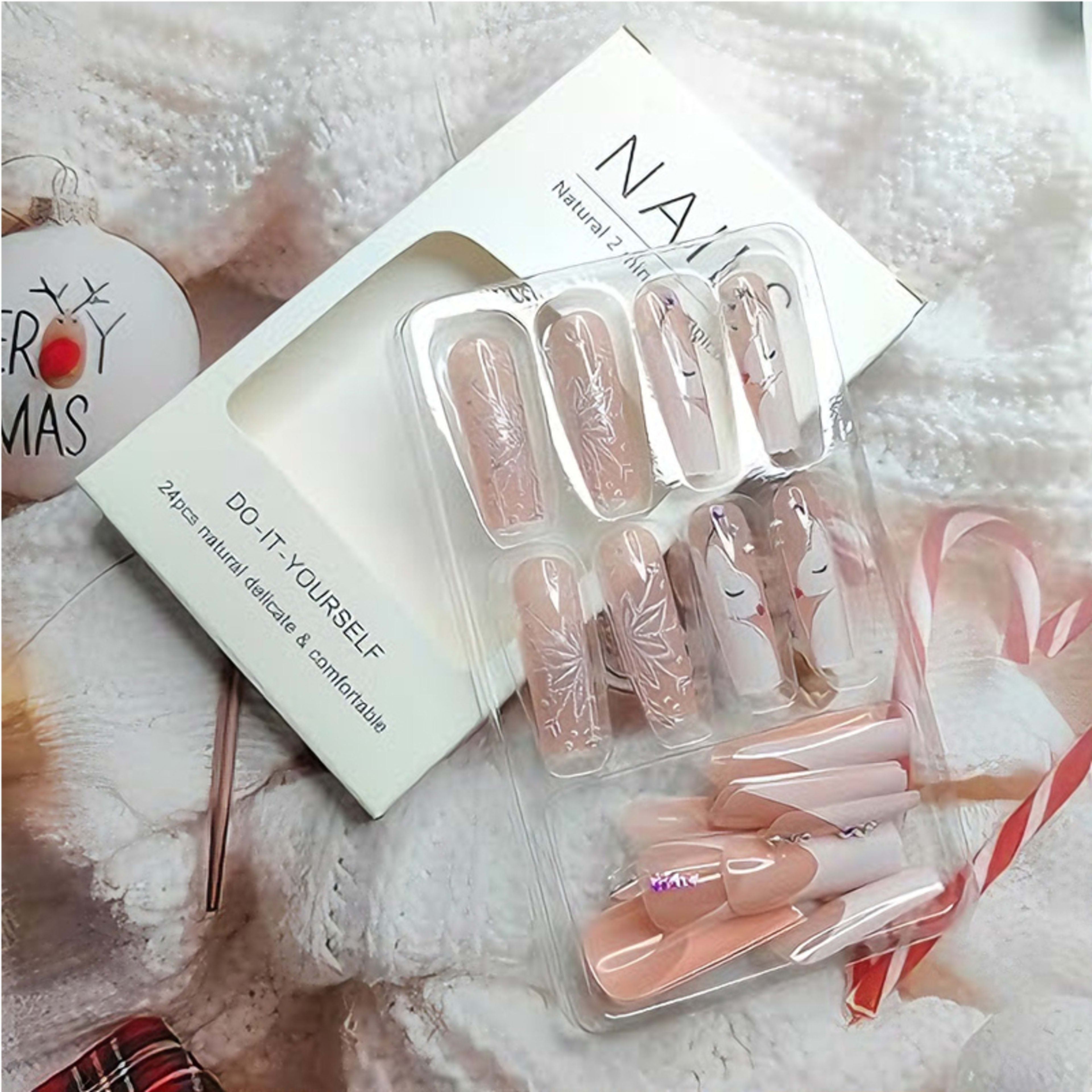 24 PCS Diamond Deer Snowflake Nail Art 6