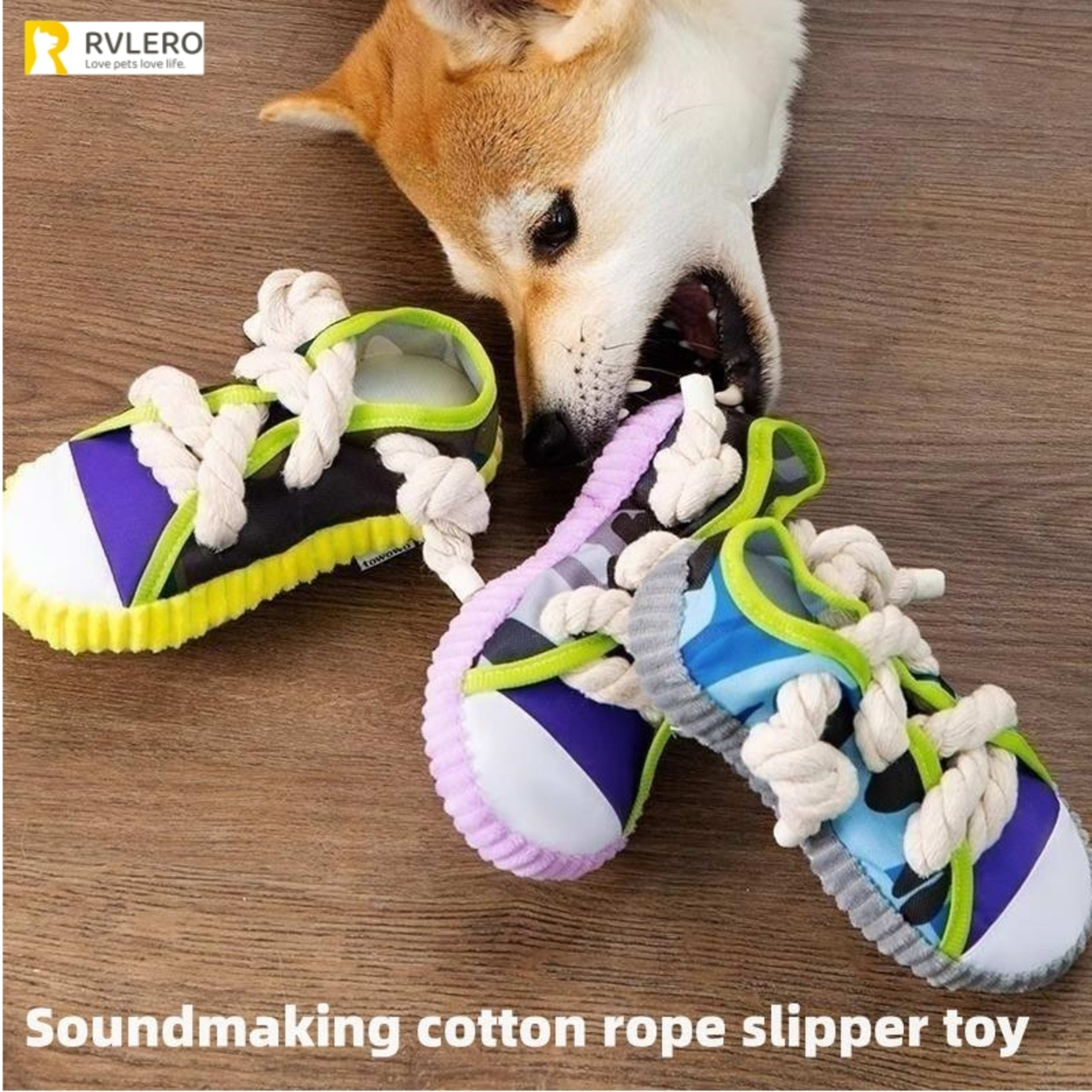 Dog Toys Shoes Pet Cotton Rope Slippers Sound Making Toys Teeth Cleaning Built-in BB Airbag Round Ball Bell Various 10