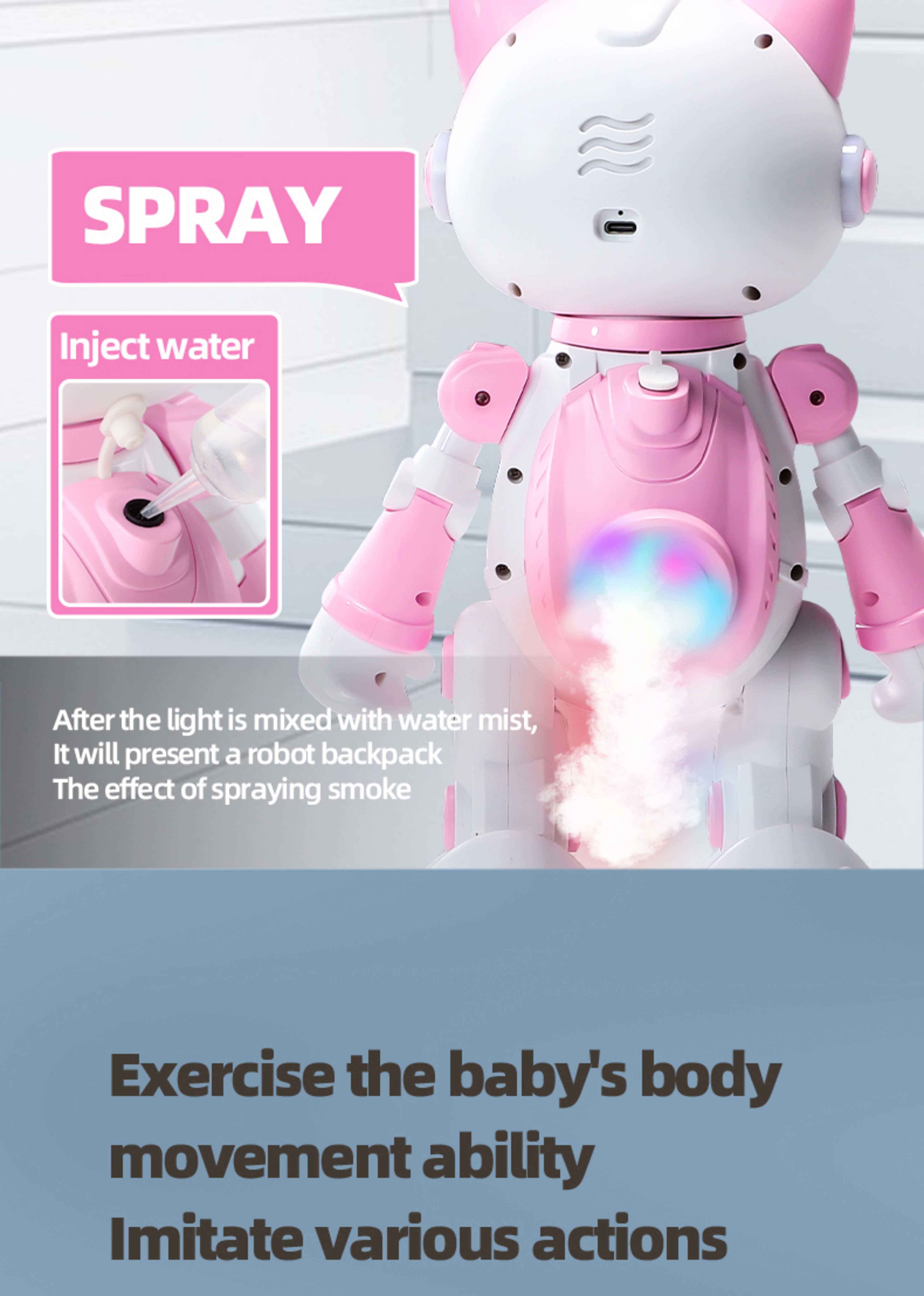 Intelligent Programming Gesture Induction Robot Spray Cool Breathing Lamp Children's Toys 12