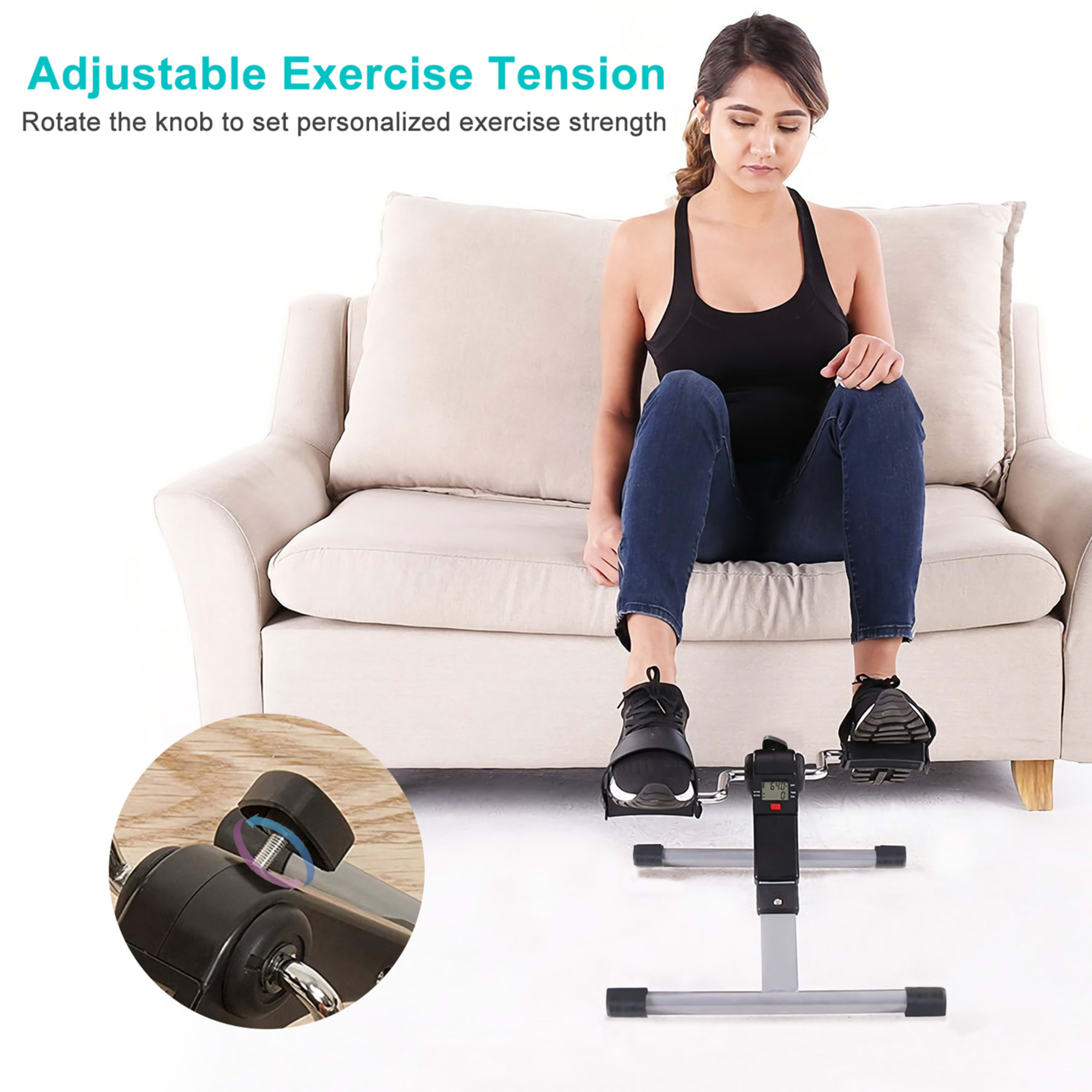 1Pc Foldable Exercise Bike Pedal Fitness Exerciser Cycle Bike LCD Display Mini Pedal Exerciser For Leg Arm Physical The