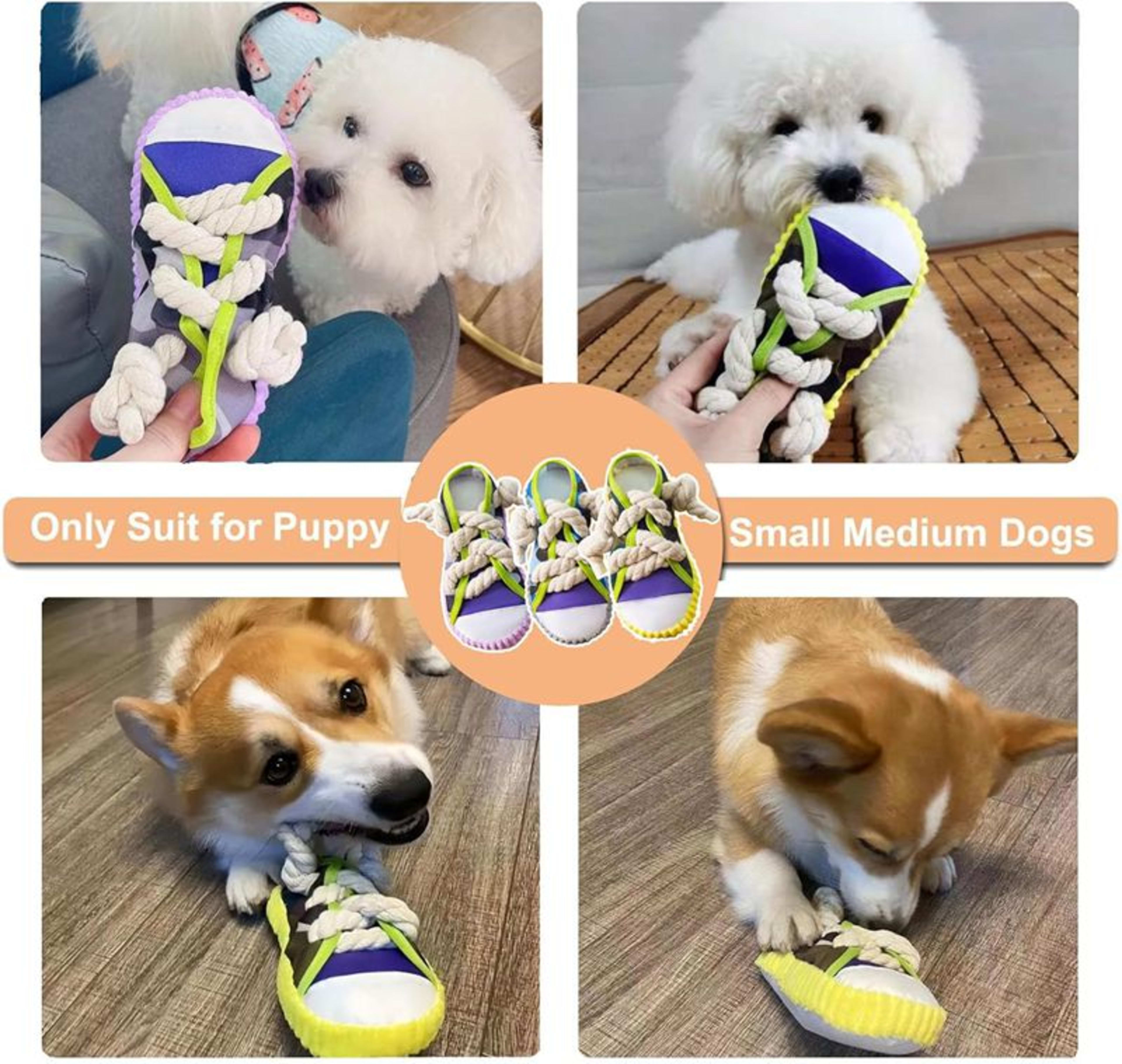 Dog Toys Shoes Pet Cotton Rope Slippers Sound Making Toys Teeth Cleaning Built-in BB Airbag Round Ball Bell Various 14