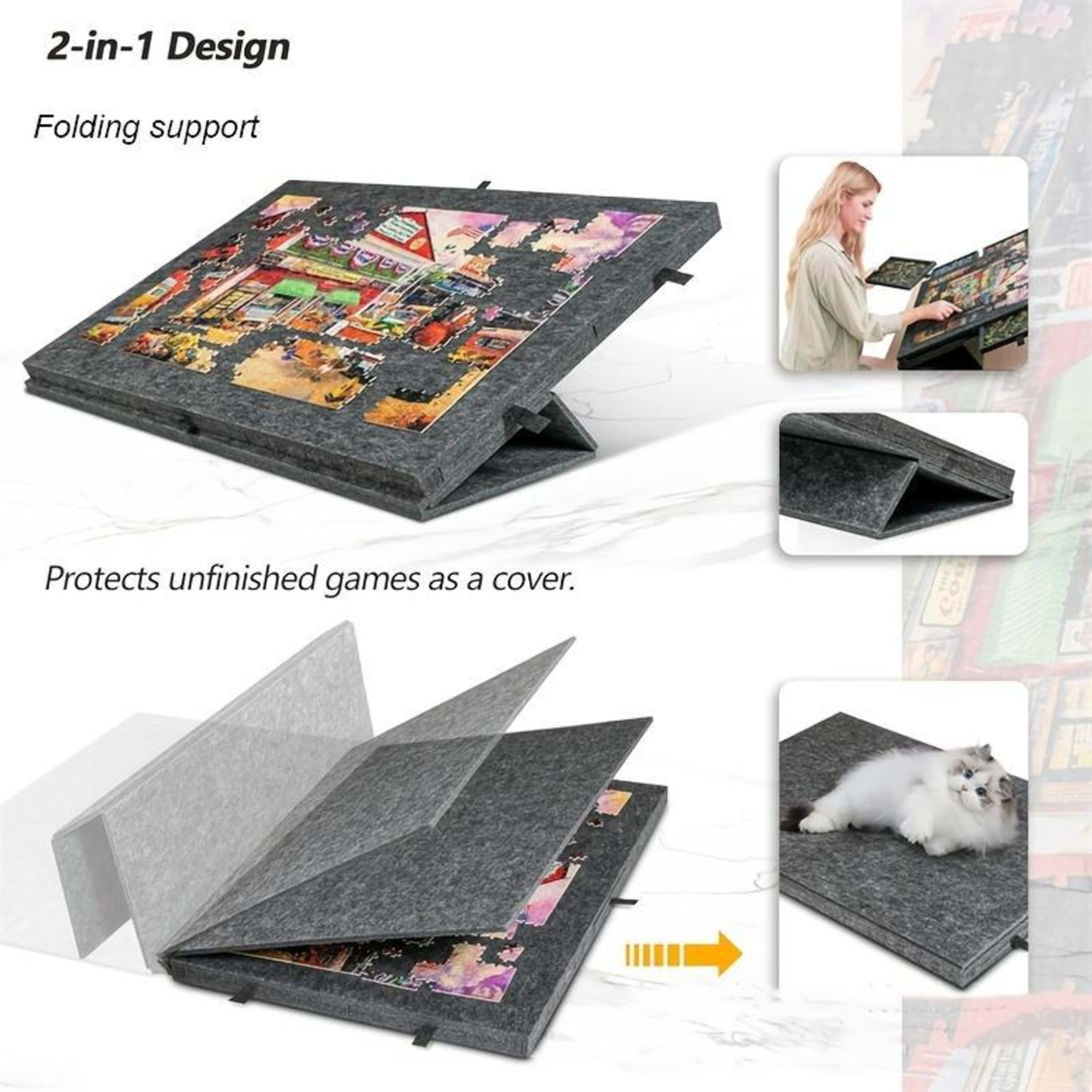 Foldable Puzzle Table With Sorting System Portable Puzzle Organizer For Adults Featuring A Built-in Stand And Protective 2