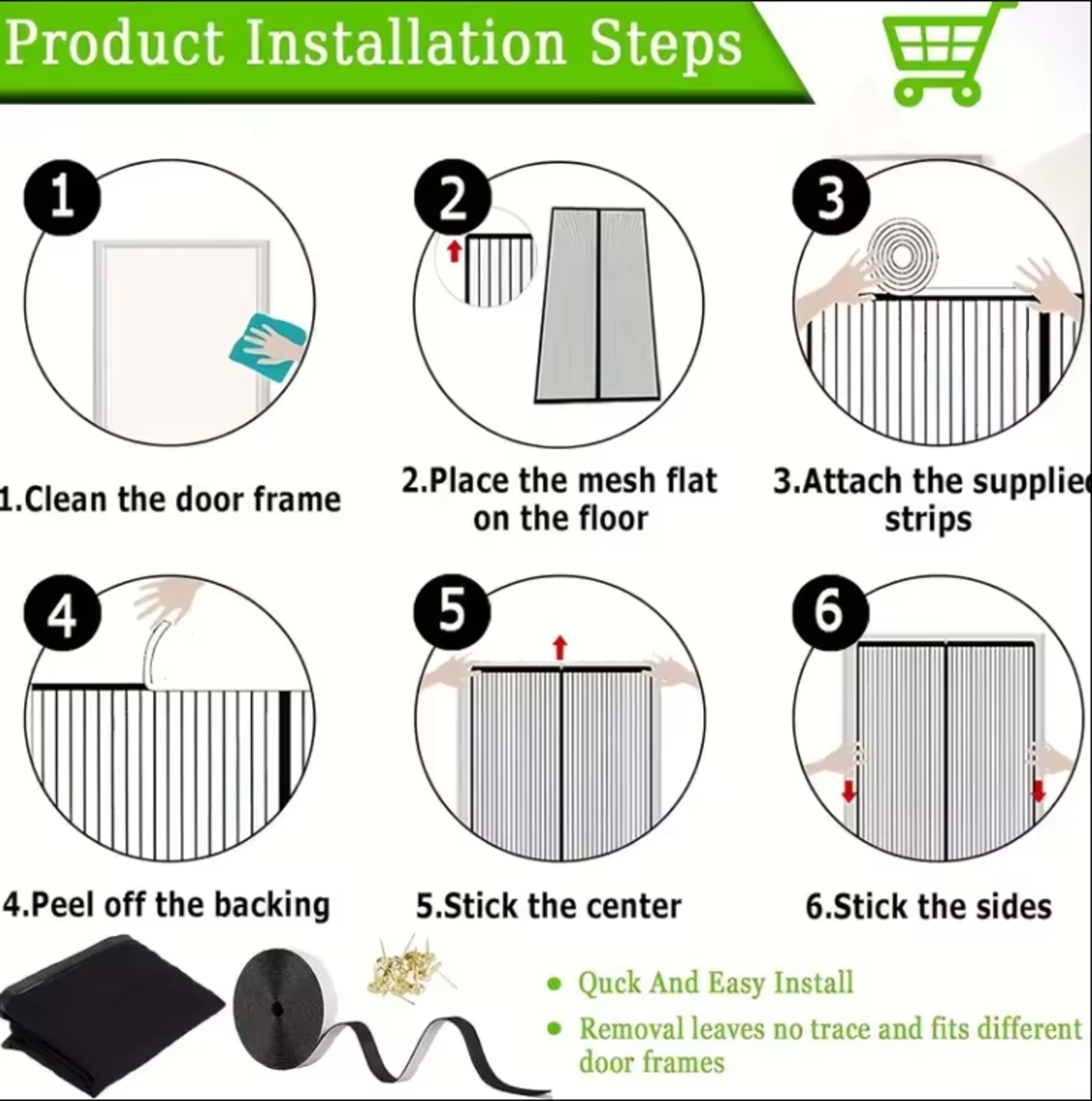 A Magnetic Mosquito-proof Door Curtain Made Of Fine Mesh Material That Effectively Keeps Mosquitoes Away. It Features A  9