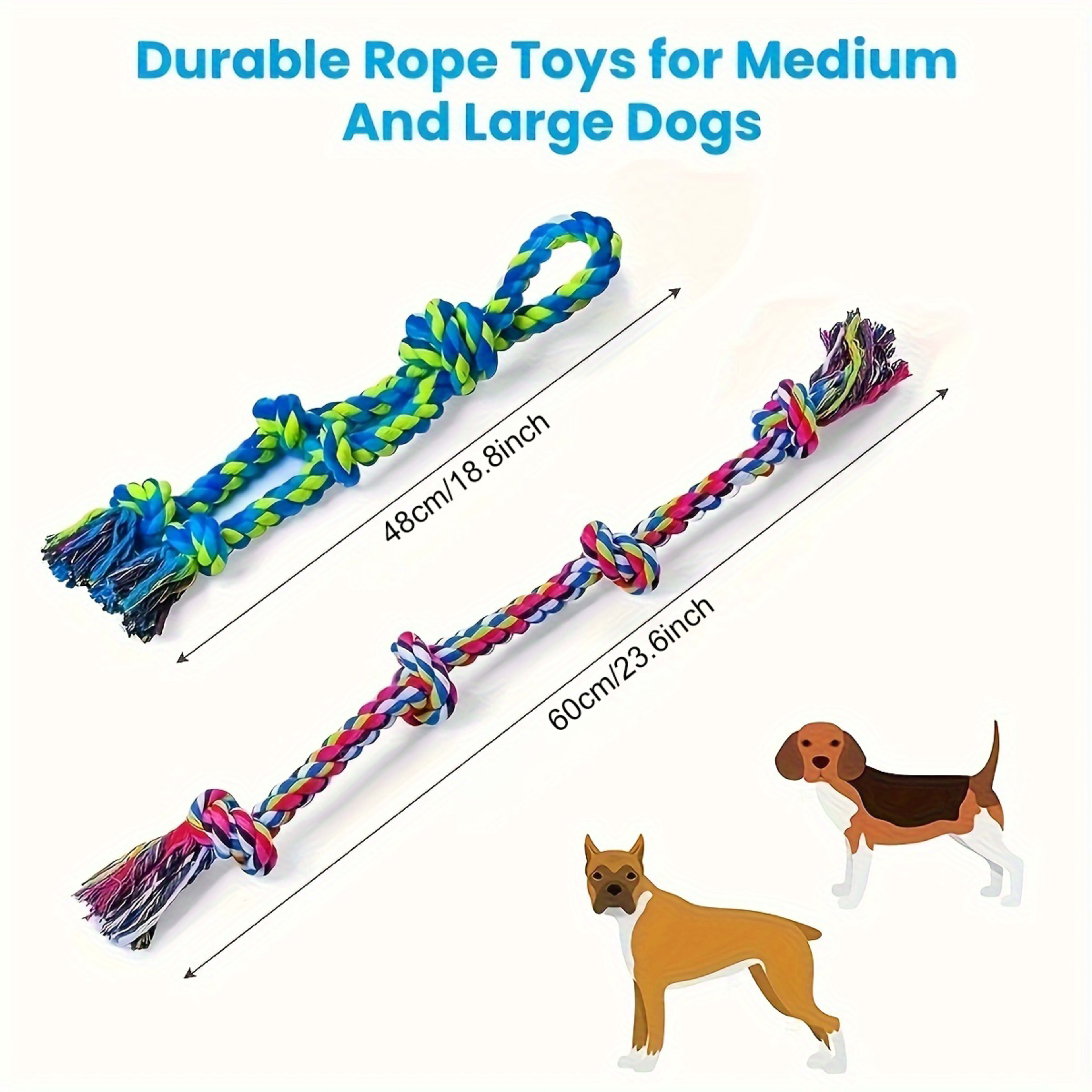 Tough Dog Rope Toys For Aggressive Chewers, Tough Tug Of War Dog Toys For Large, Medium & Small Dogs 2