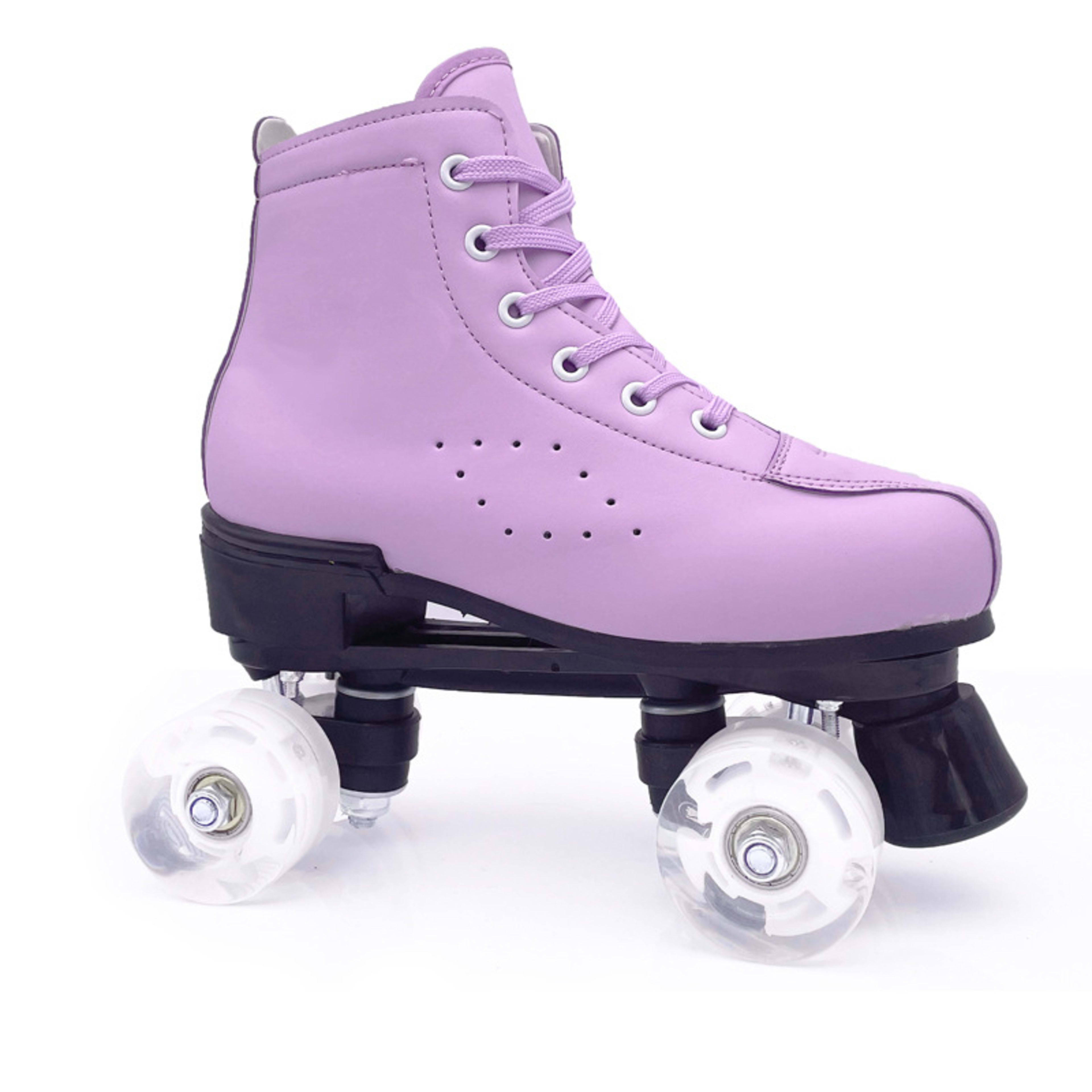 Double-row Leather Purple Roller Skates 3