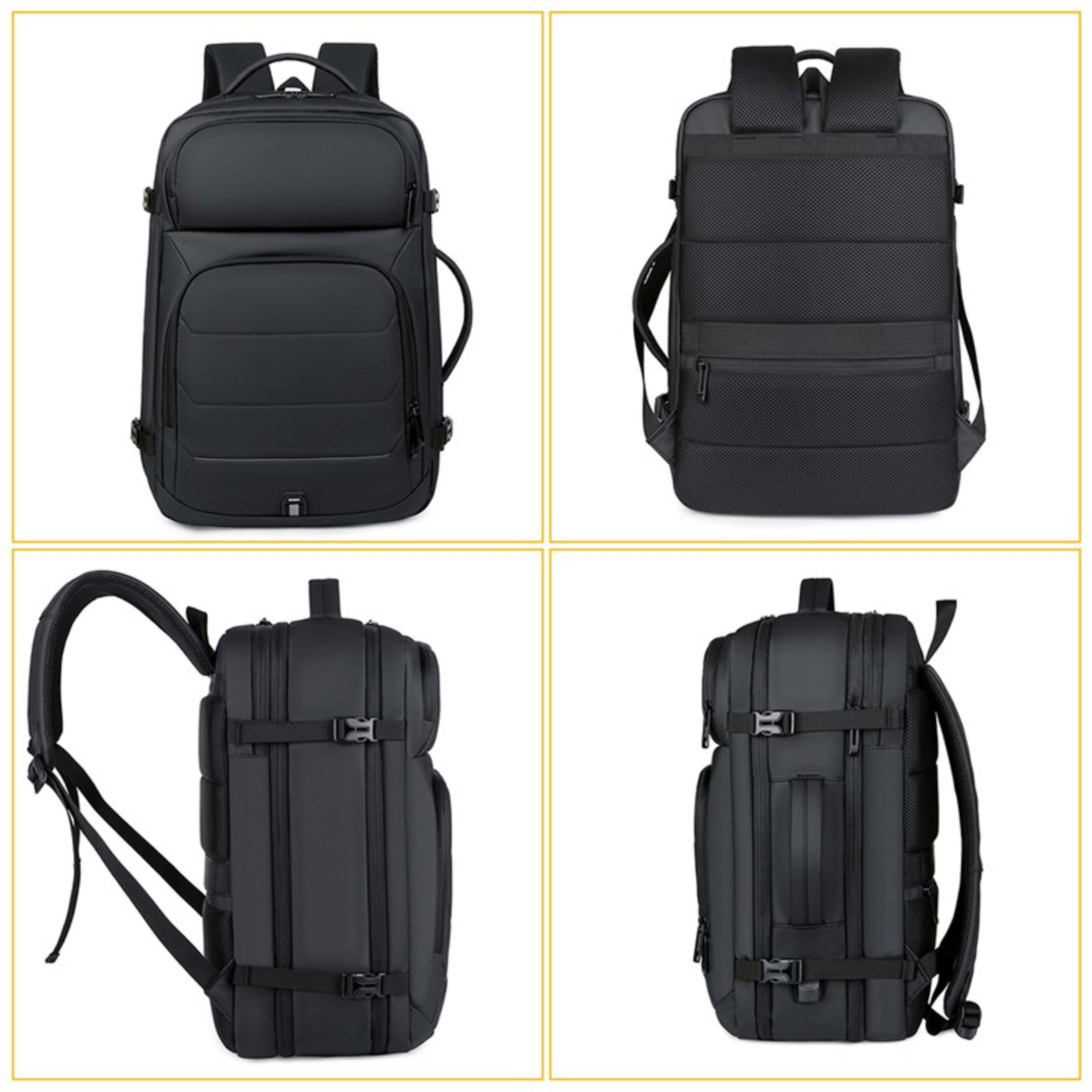 Men 18 Inch Expandable Backpack USB Port Laptop Rucksack Waterproof School Bag 9