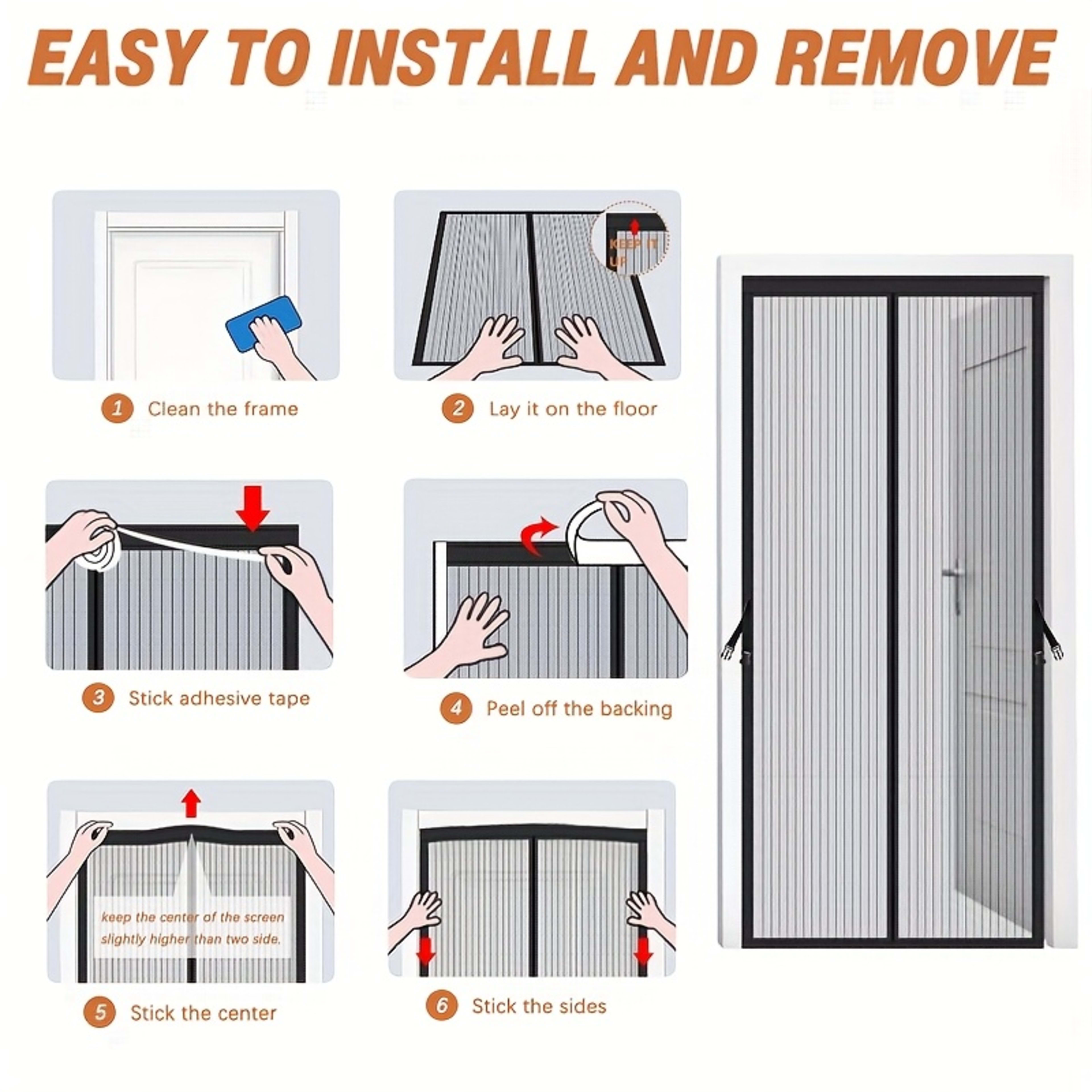 One Magnetic Mosquito Screen Door, Upgraded Summer Screen Window, No Drilling Needed, Made Of Diamond Mesh Material - In 4