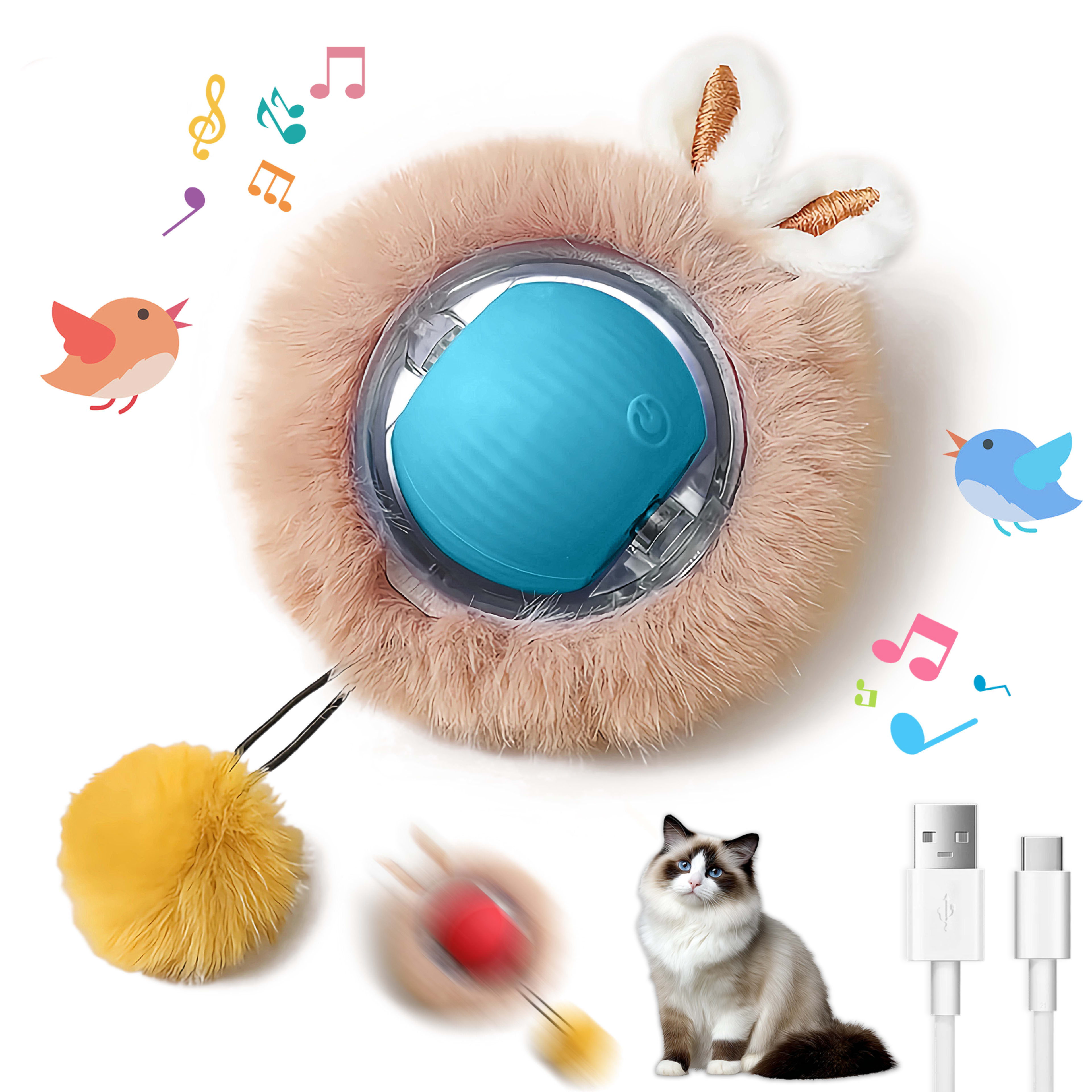 Interactive Toys Ball For Cats, Dog,Agile Moving Cat Ball ,Motion Activated Automatic Moving Ball With Lights,with Fluff 4