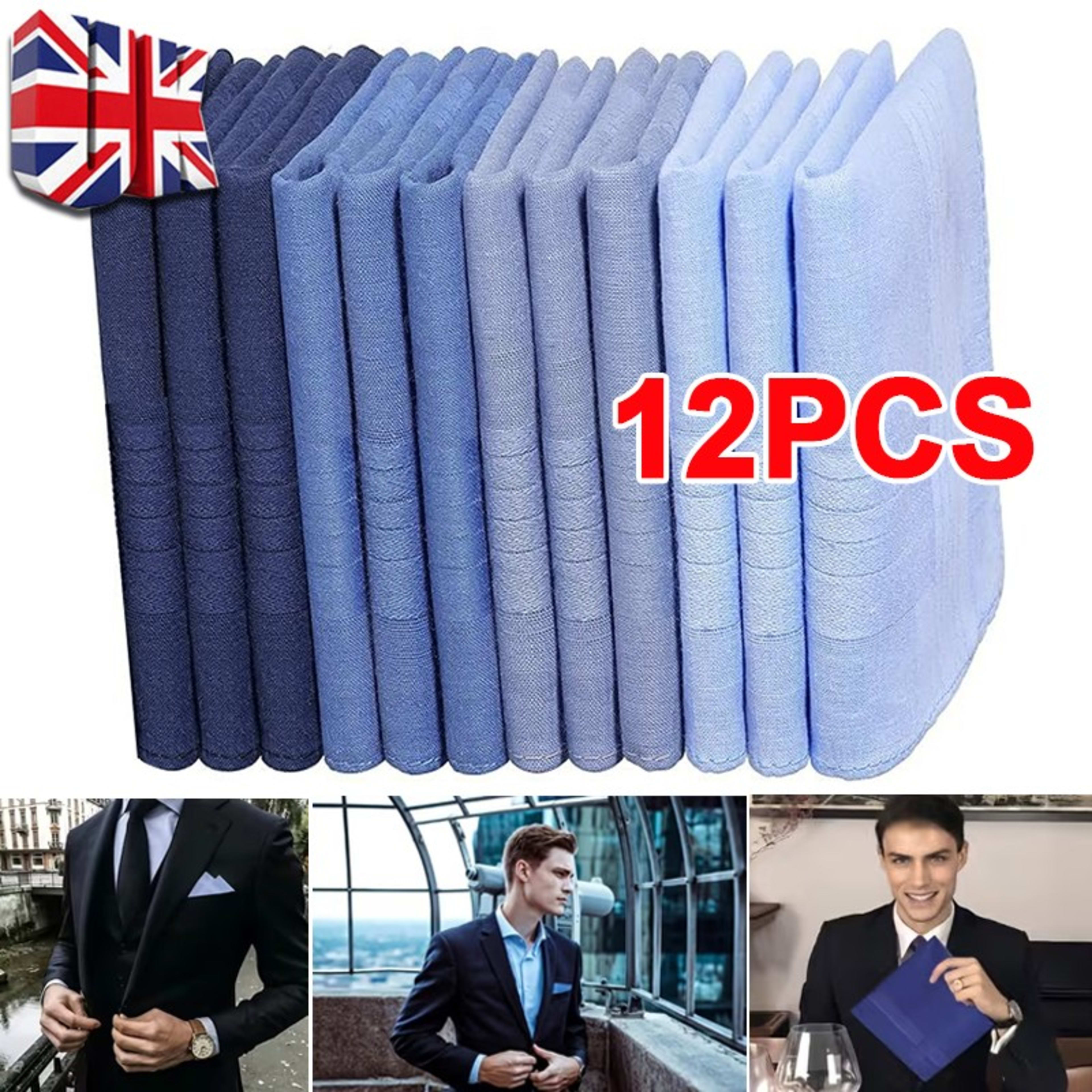 Men'S Cotton Gents Hankies Set, 12 Pack Large Handkerchiefs, Premium Pocket 8