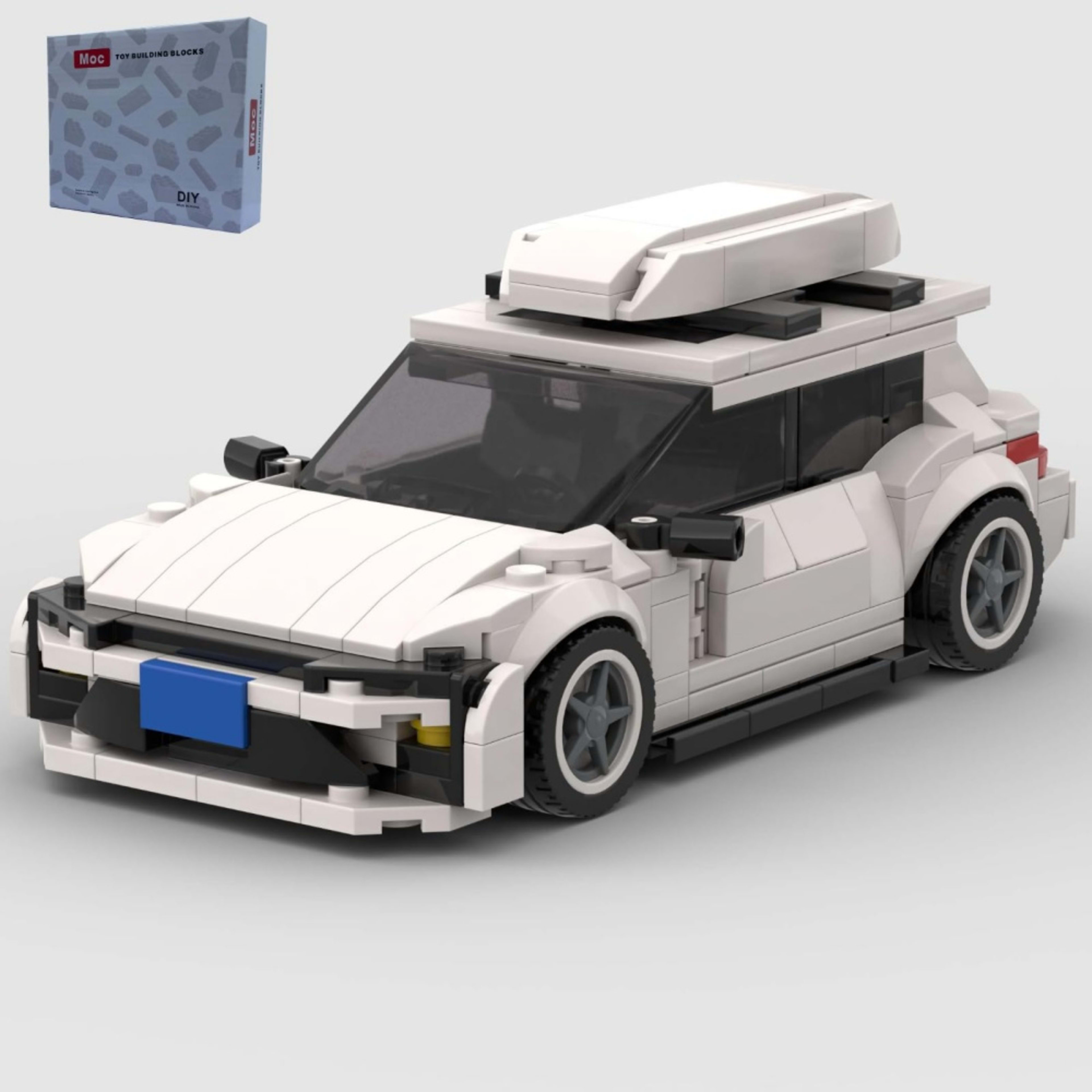 340PCS City Car White Hatchback Building Blocks With Roof Box, Modern Compact Wagon Car Toy Kit For Kids And Adults, Col 7