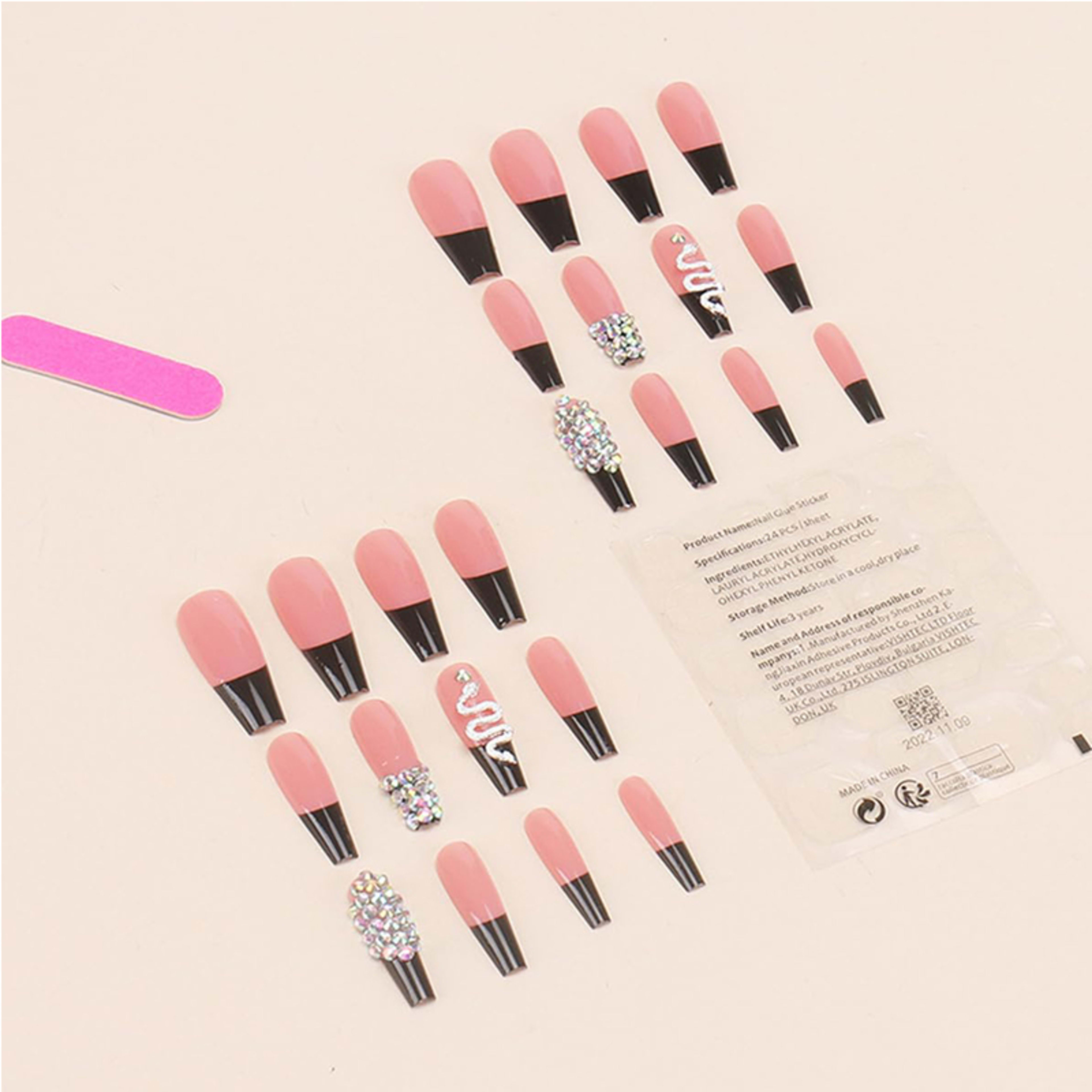 24 PCS Diamond Snake Nail Art 4