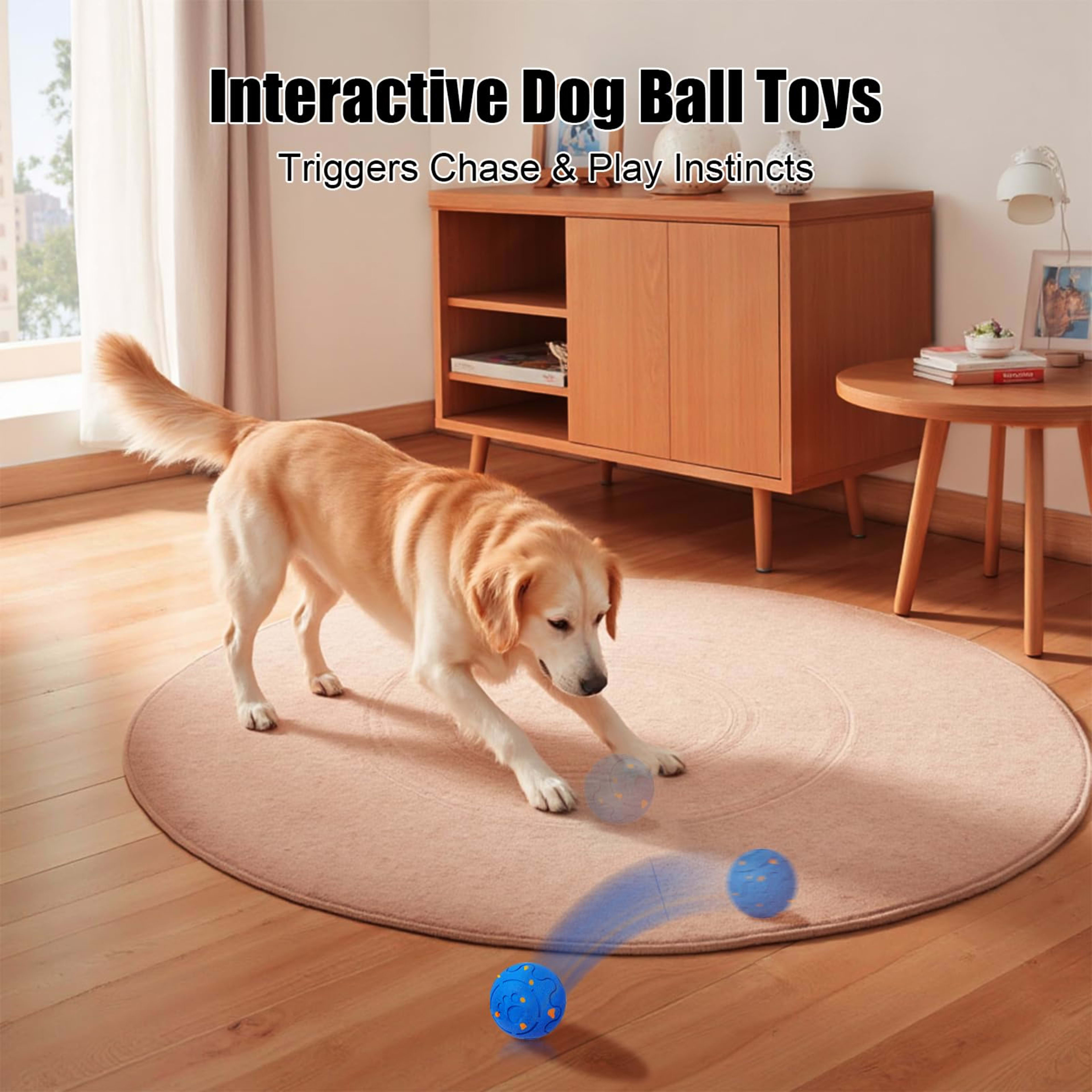 Interactive Dog Ball Toy, Smart Dog Toy For Medium And Large Dogs, Automatic Moving Rotating & Bouncing Ball, Durable E- 5